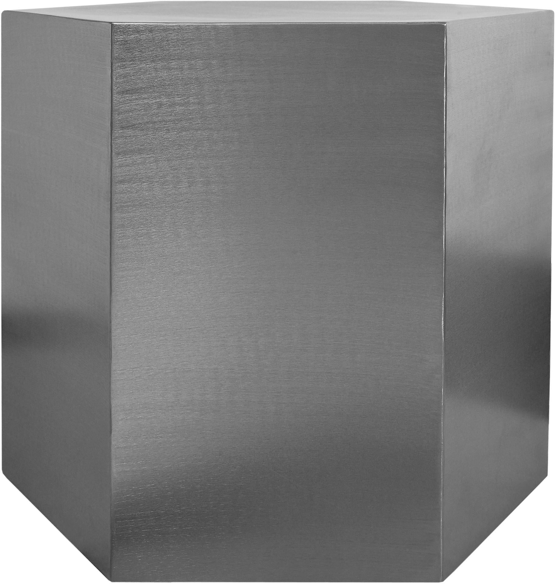 Hexagon Brushed Chrome End Table - Luxury Home Furniture (MI)