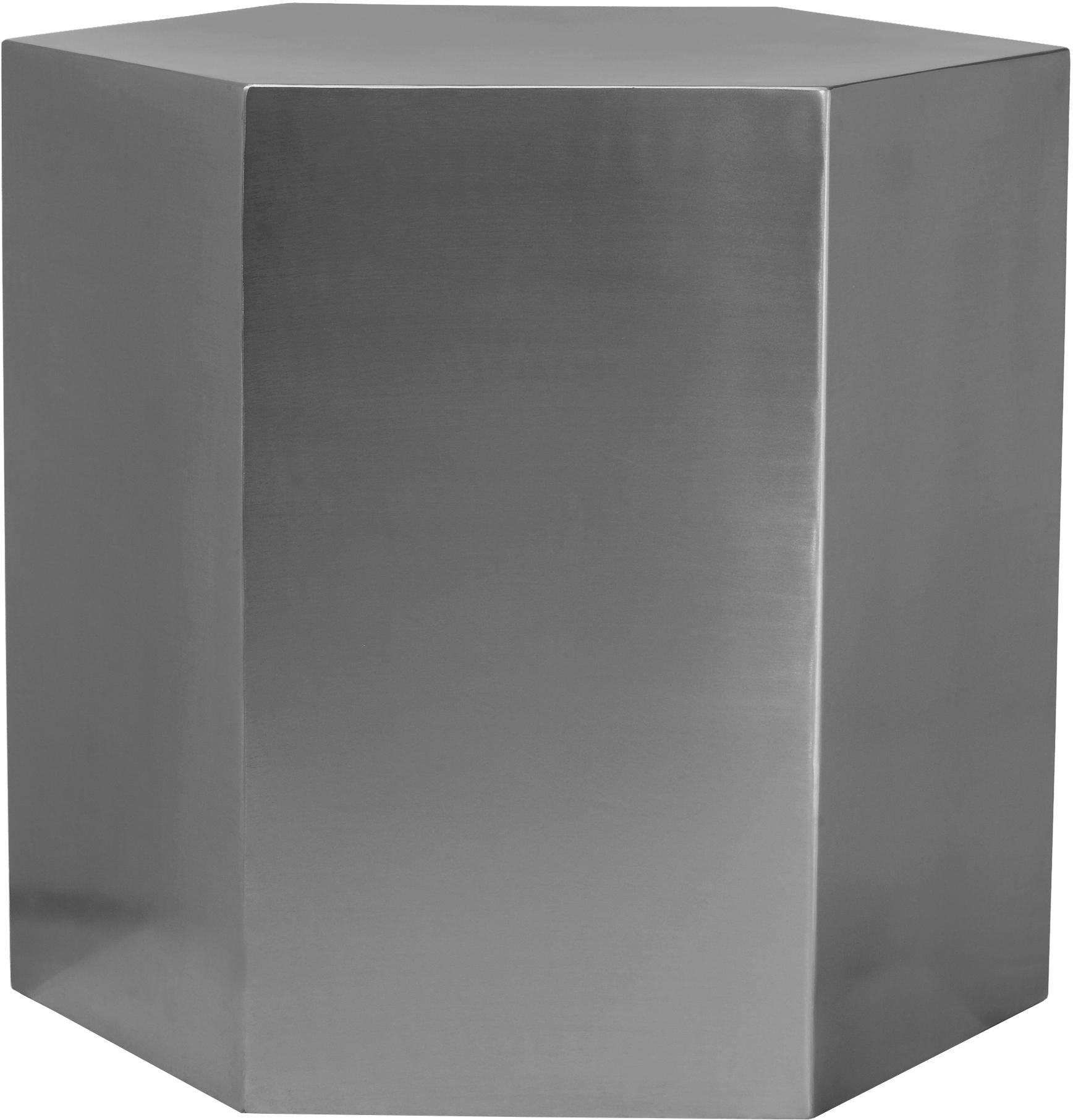 Hexagon Brushed Chrome End Table - Luxury Home Furniture (MI)