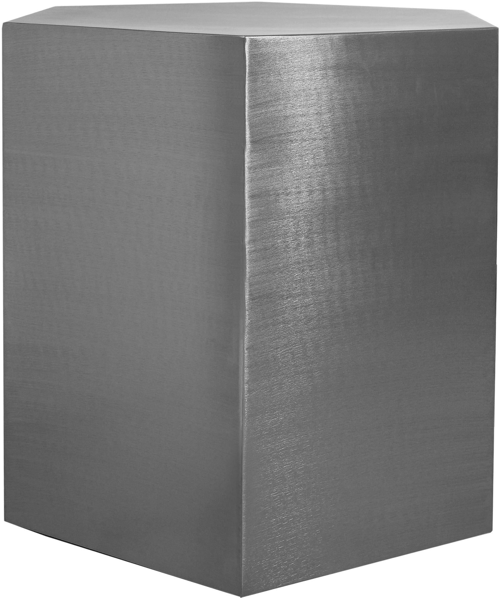 Hexagon Brushed Chrome End Table - Luxury Home Furniture (MI)