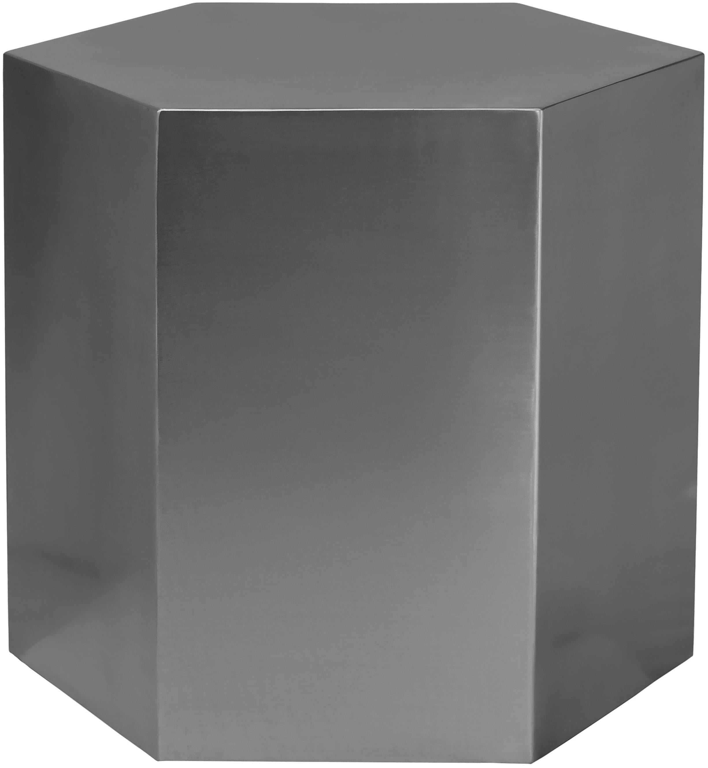 Hexagon Brushed Chrome End Table - Luxury Home Furniture (MI)