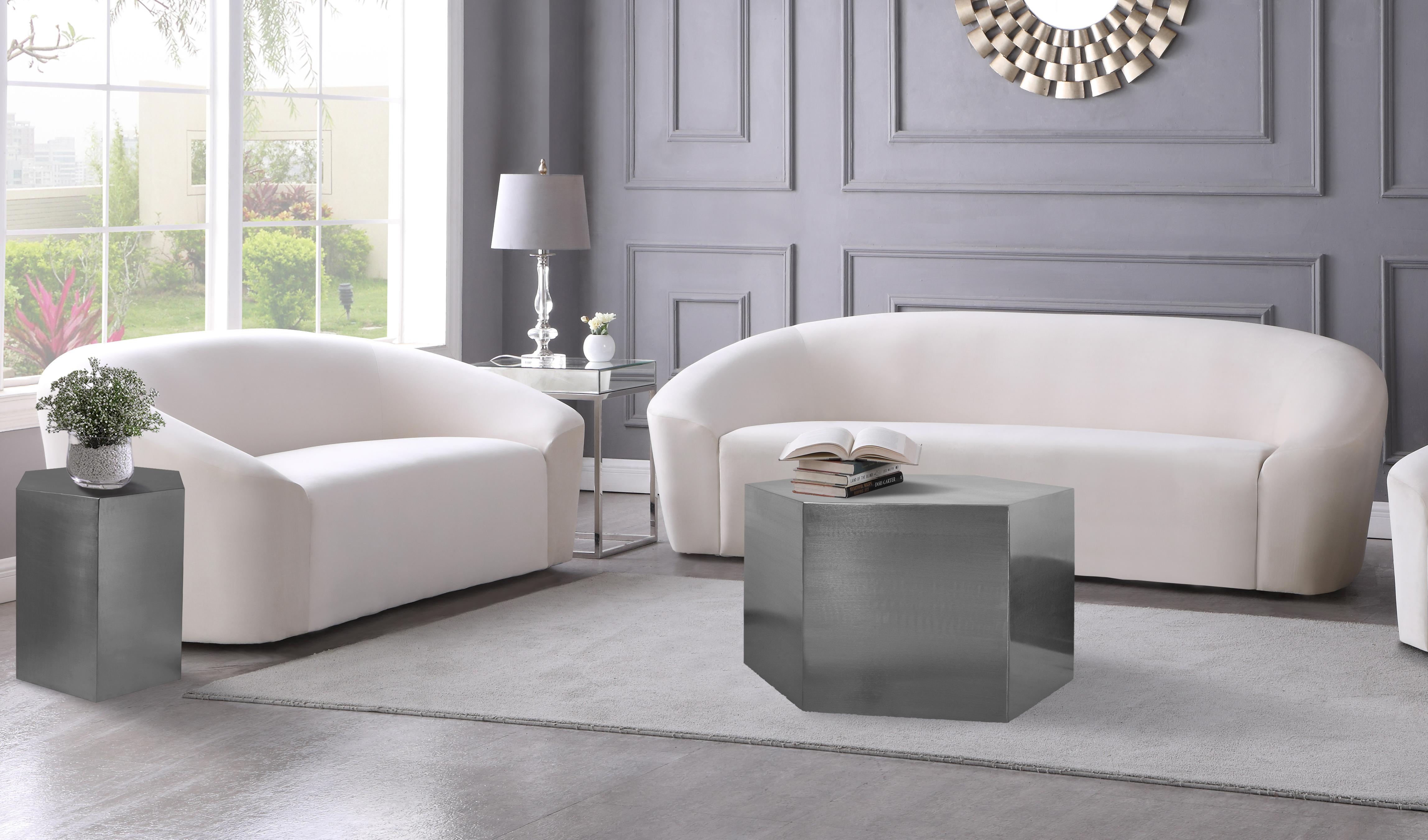 Hexagon Brushed Chrome Coffee Table - Luxury Home Furniture (MI)