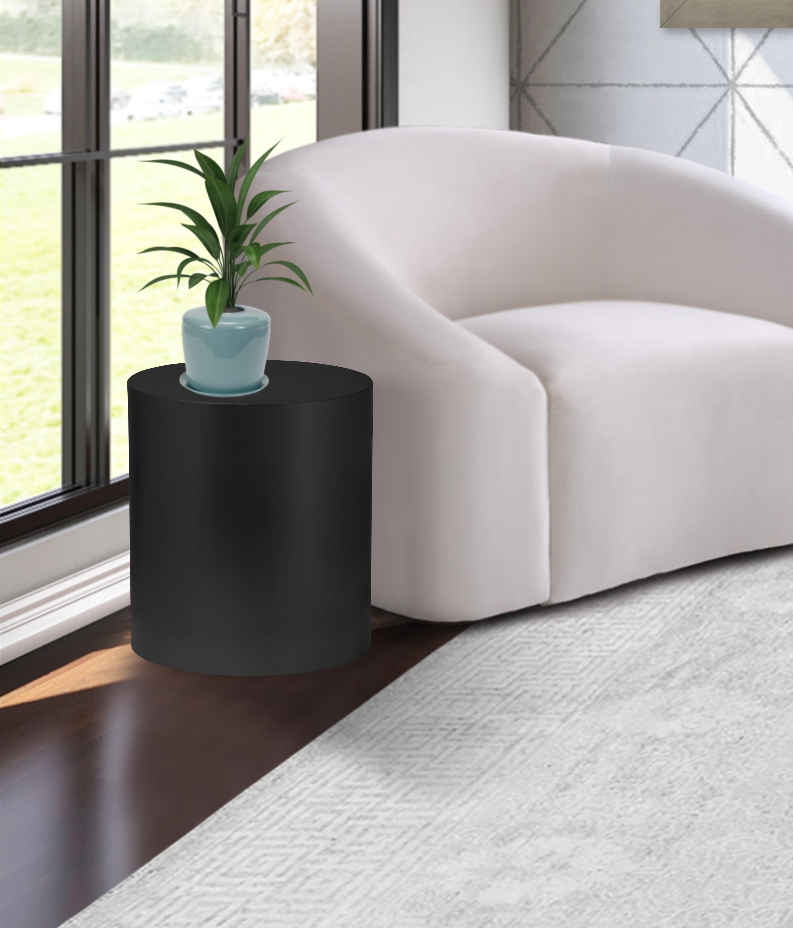 Cylinder Matte Black End Table - Luxury Home Furniture (MI)