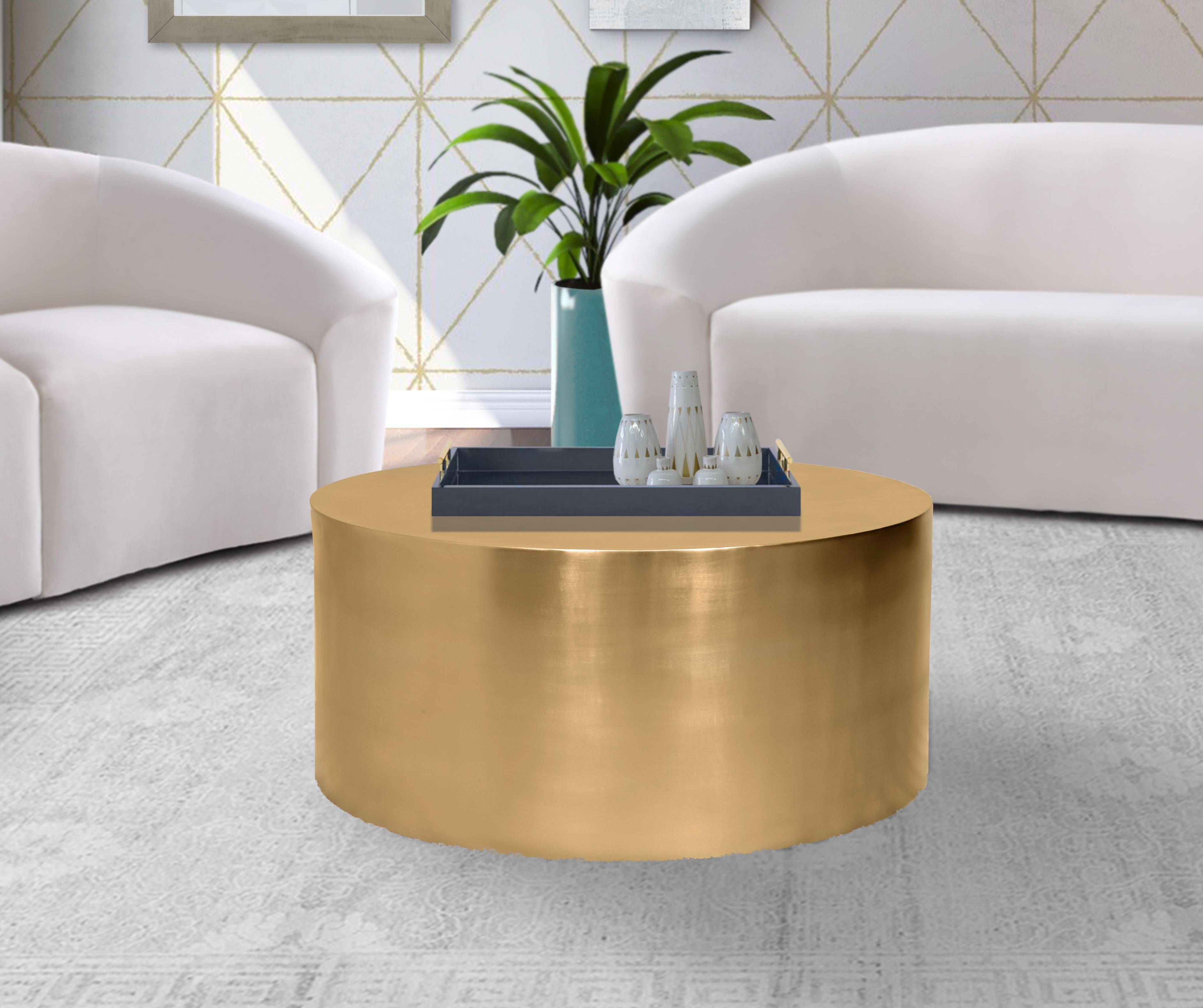 Cylinder Brushed Gold Coffee Table - Luxury Home Furniture (MI)