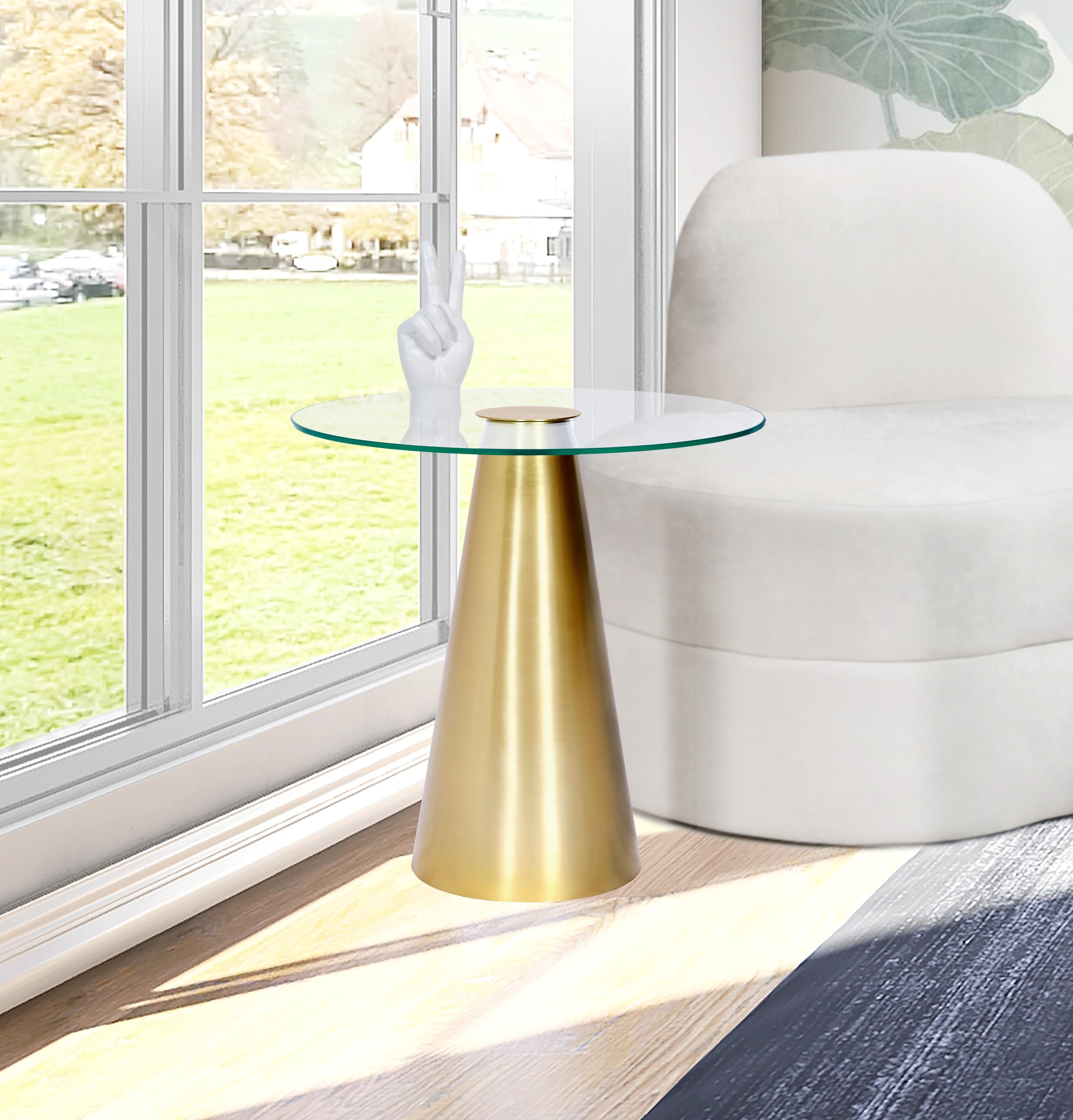 Glassimo Brushed Gold End Table - Luxury Home Furniture (MI)