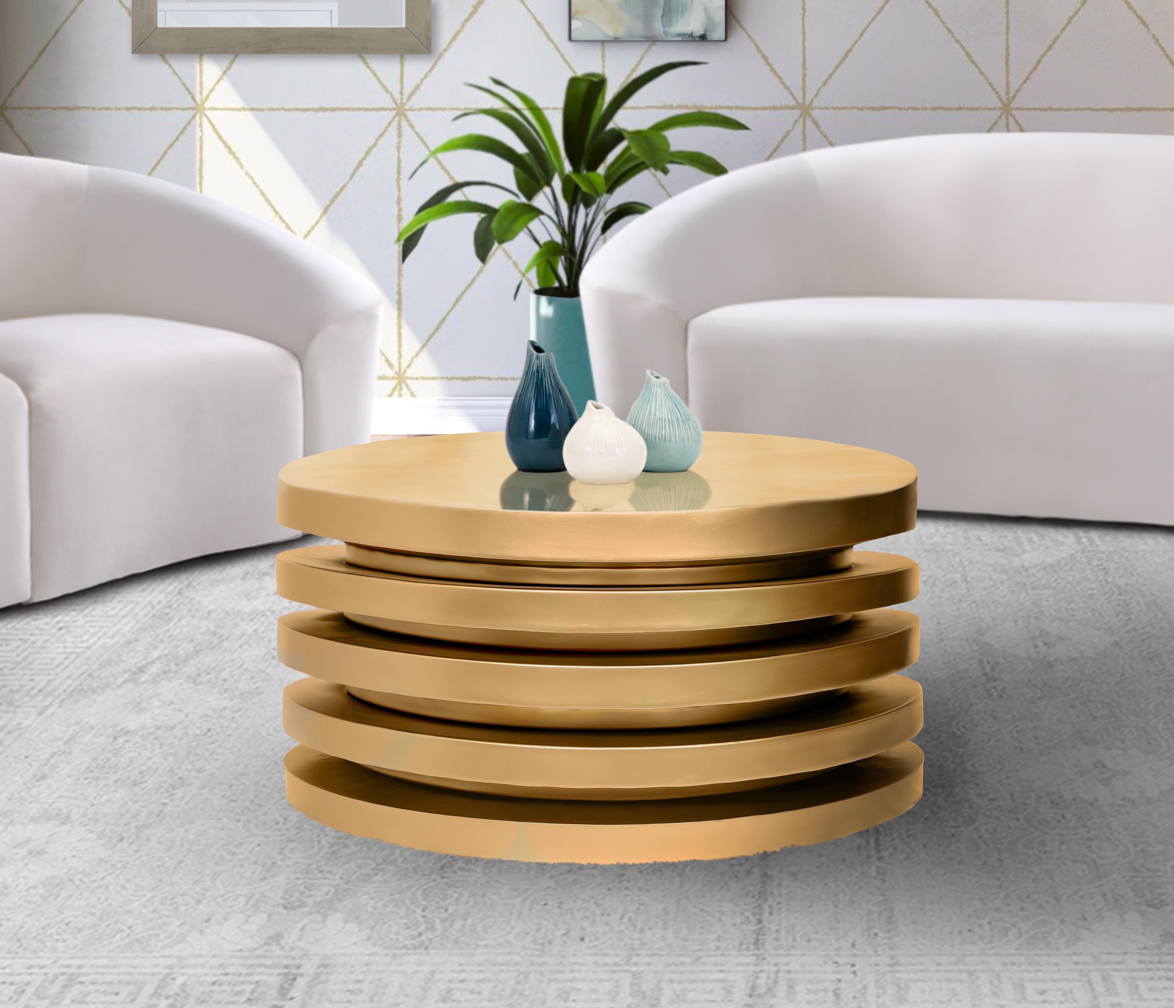 Levels Brushed Gold Coffee Table - Luxury Home Furniture (MI)