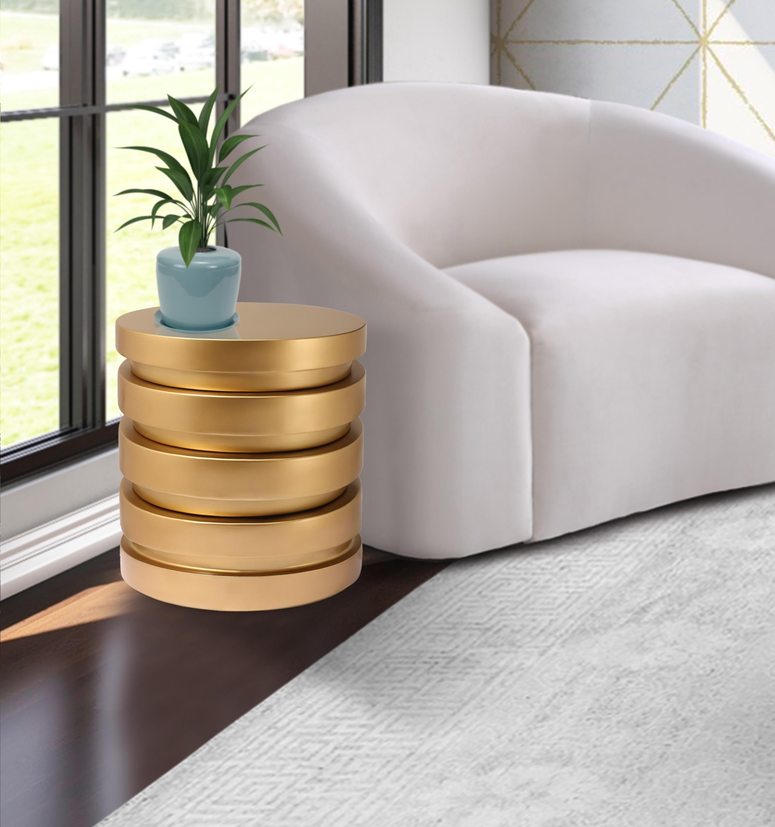 Levels Brushed Gold End Table - Luxury Home Furniture (MI)