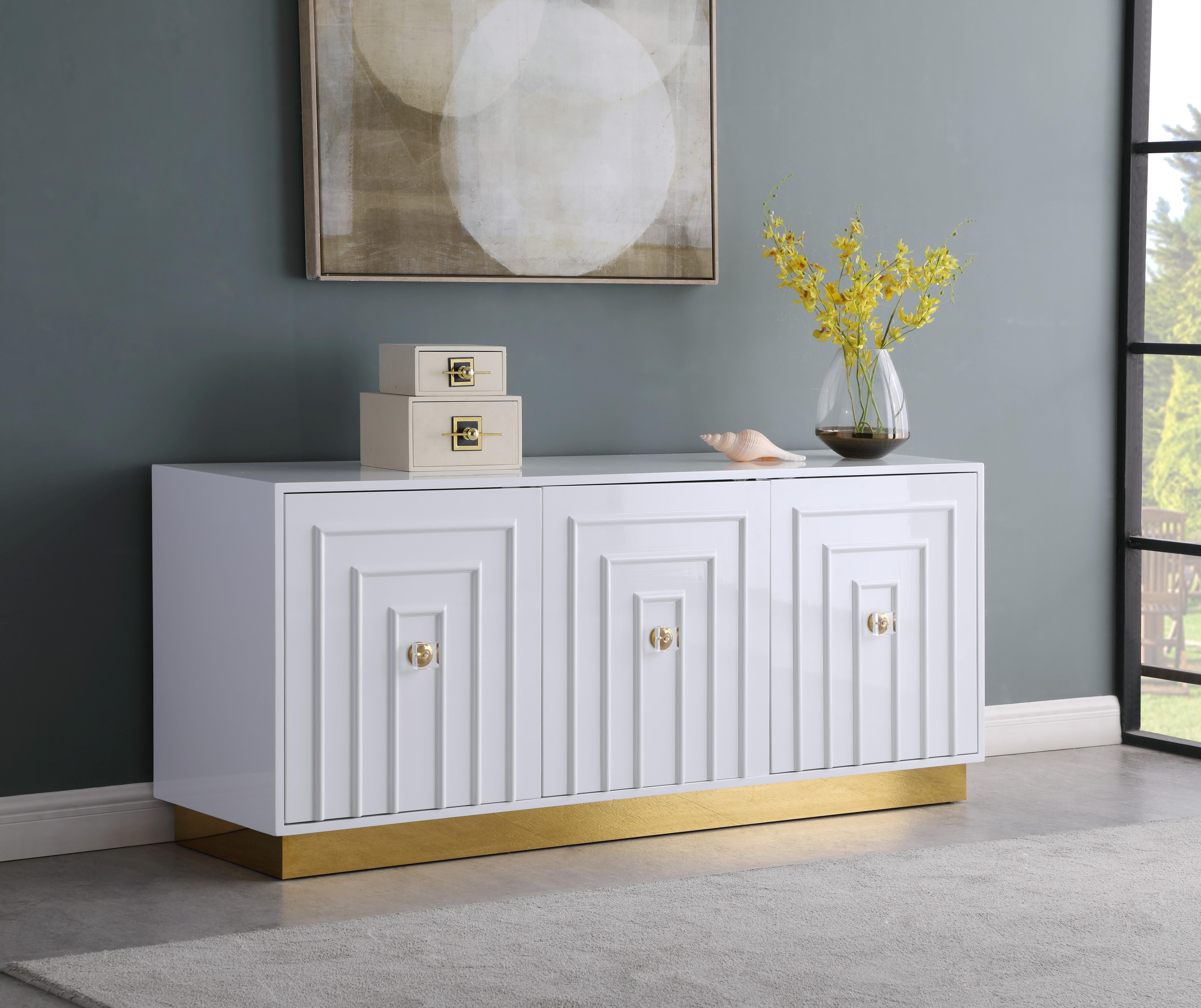 Cosmopolitan White Lacquer Sideboard/Buffet - Luxury Home Furniture (MI)