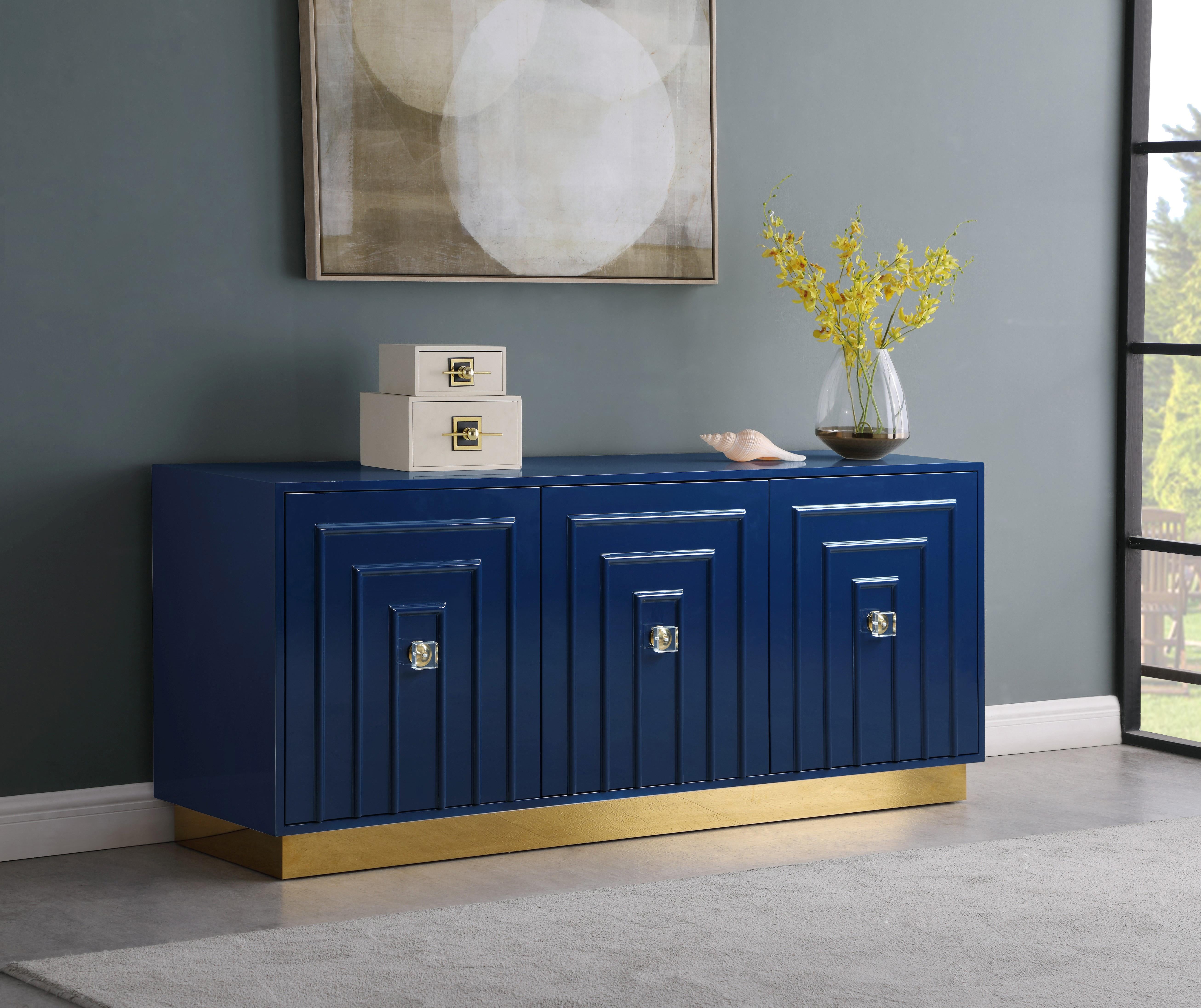Cosmopolitan Navy Lacquer Sideboard/Buffet - Luxury Home Furniture (MI)