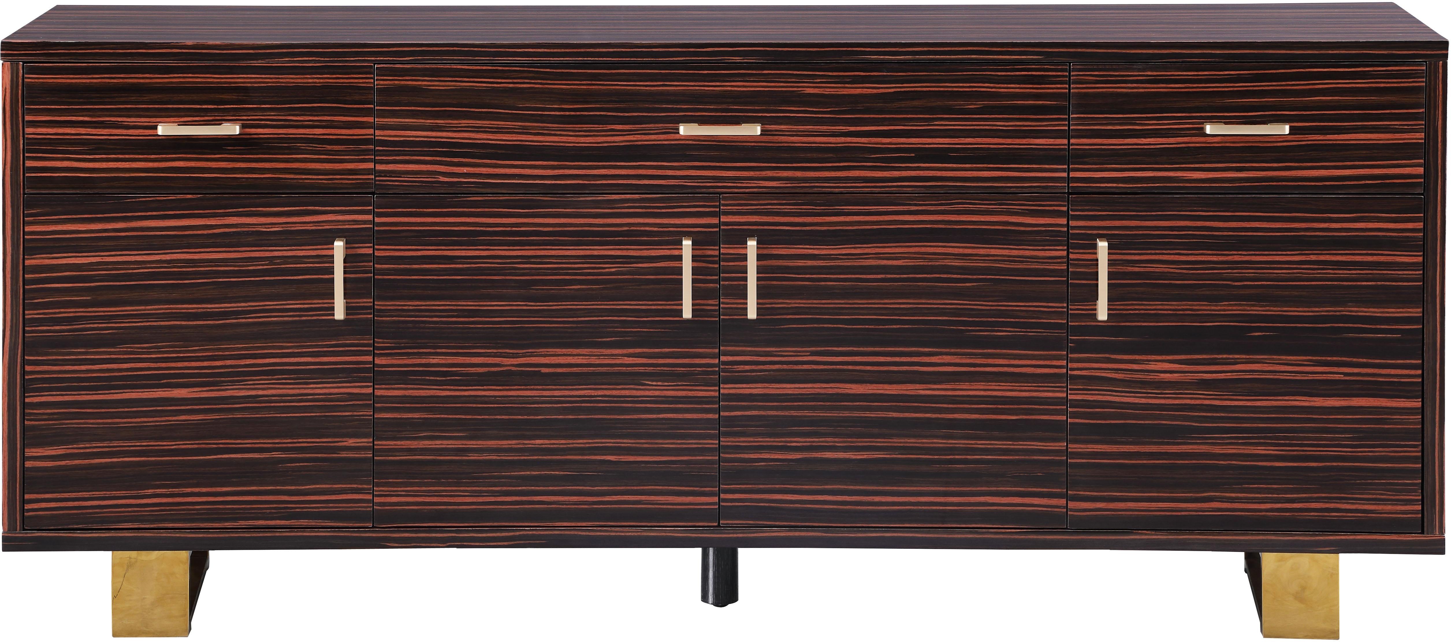 Excel Brown Zebra Wood Veneer Lacquer Sideboard/Buffet - Luxury Home Furniture (MI)