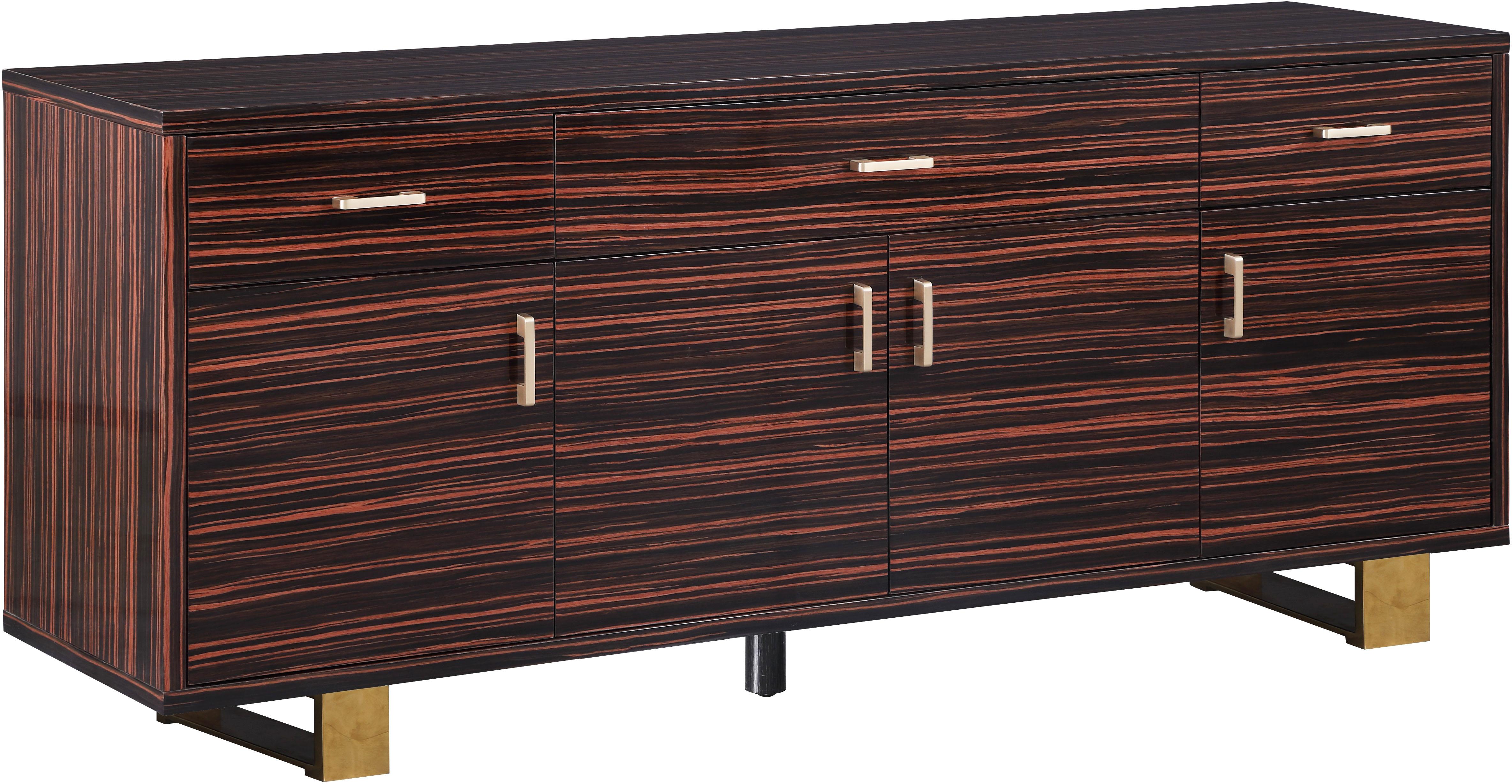 Excel Brown Zebra Wood Veneer Lacquer Sideboard/Buffet - Luxury Home Furniture (MI)