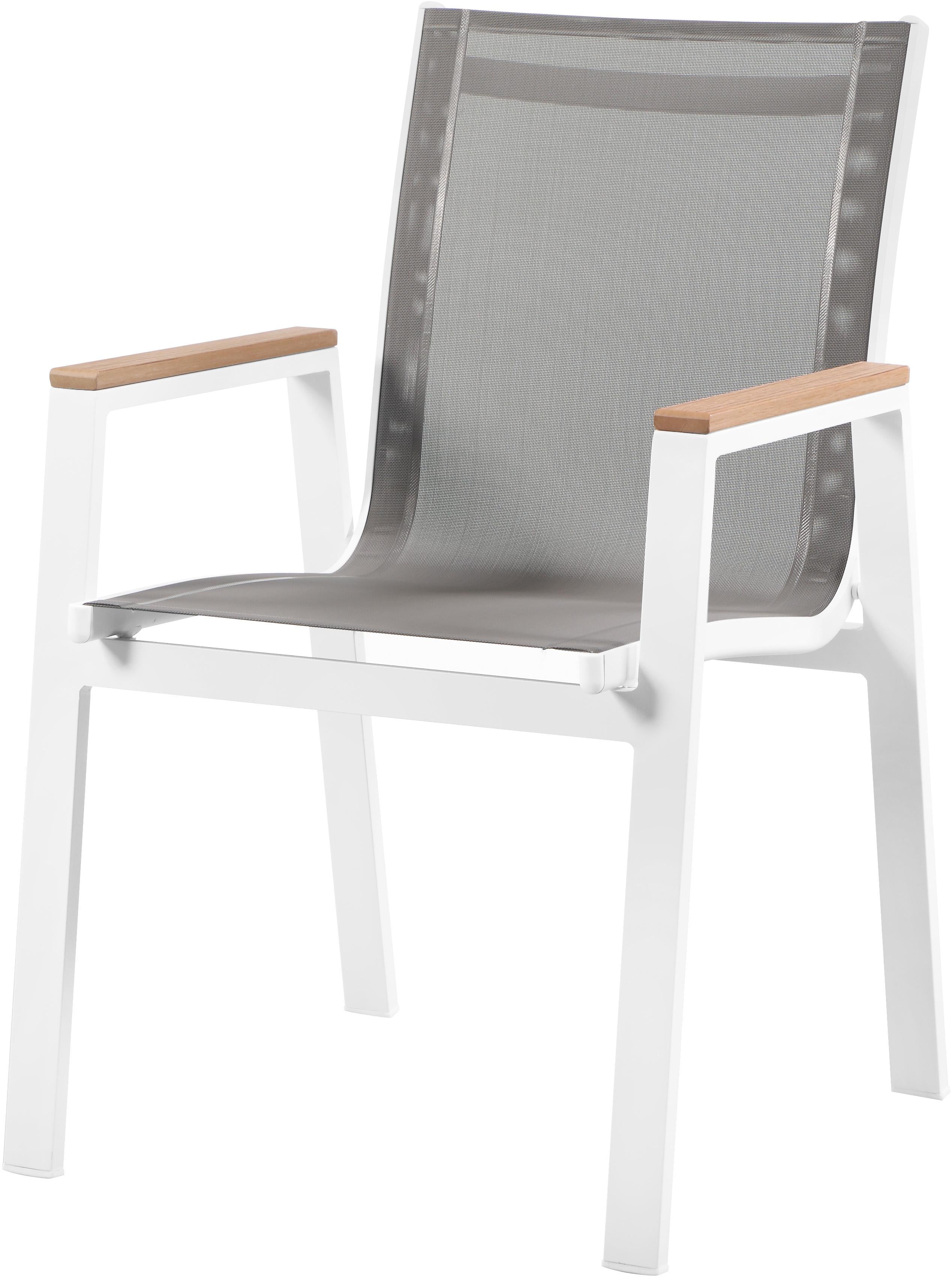 Nizuc Grey Mesh Waterproof Fabric Outdoor Patio Aluminum Mesh Dining Arm Chair - Luxury Home Furniture (MI)