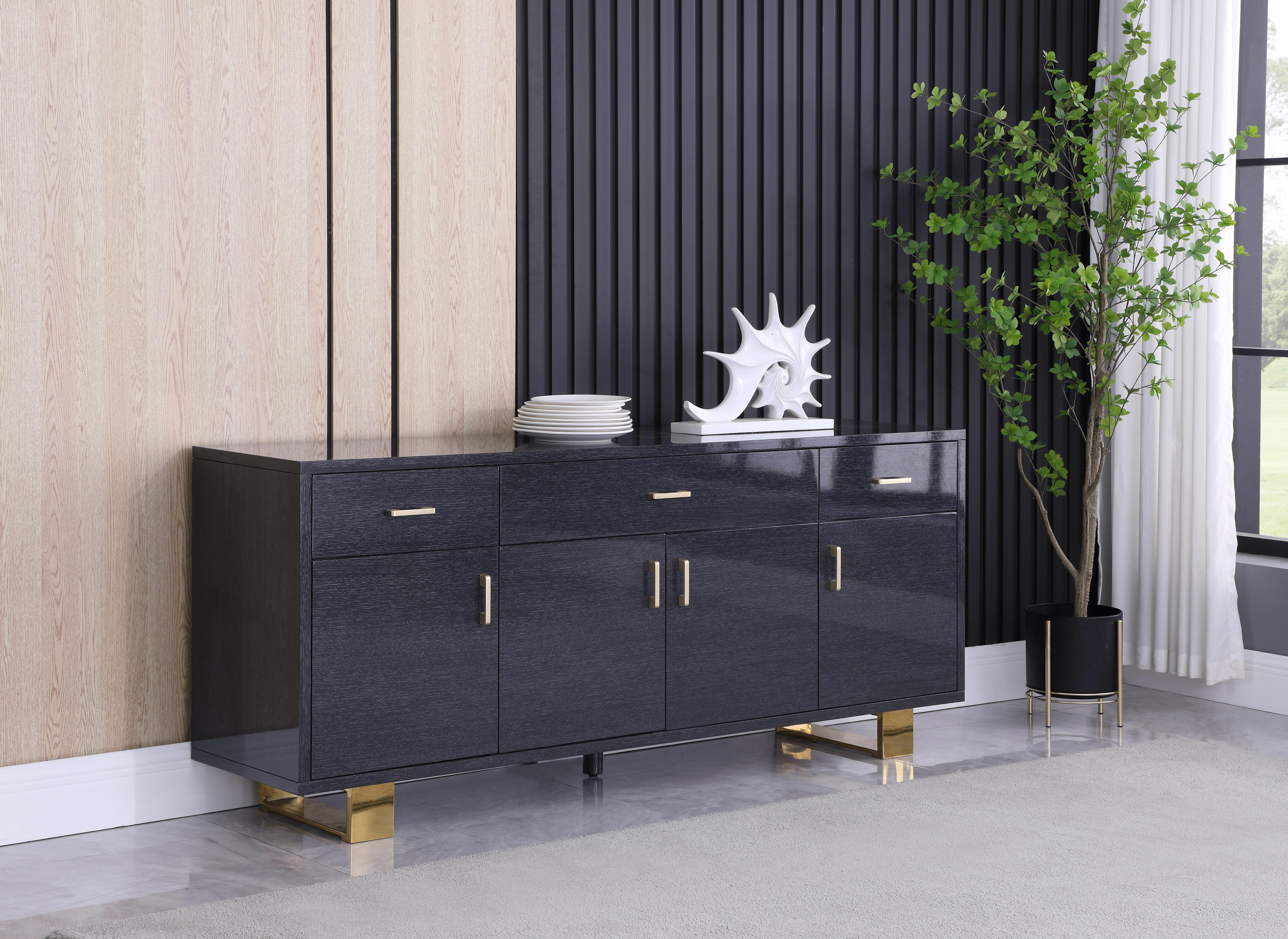 Excel Grey Oak Veneer Lacquer Sideboard/Buffet - Luxury Home Furniture (MI)
