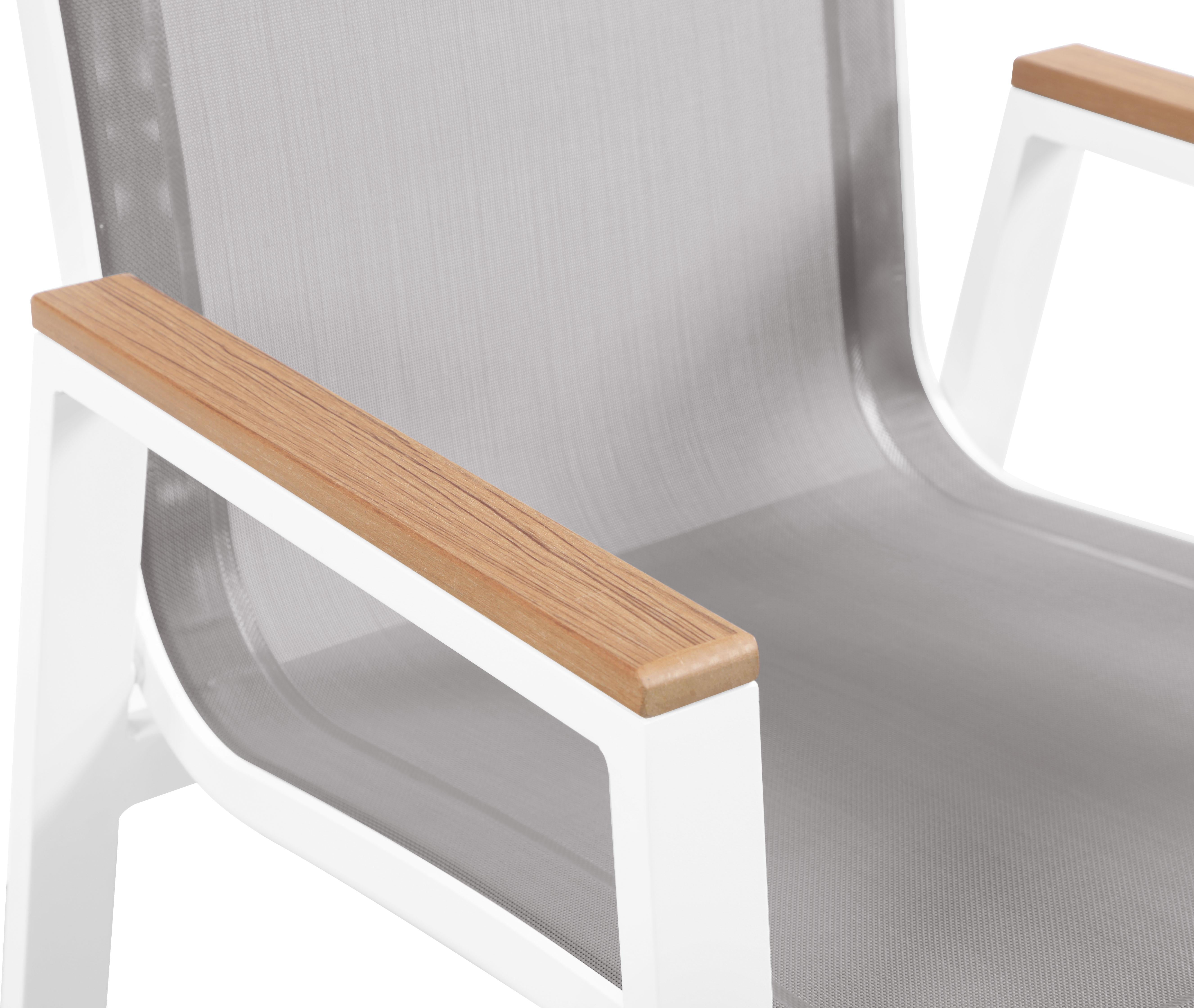 Nizuc Grey Mesh Waterproof Fabric Outdoor Patio Aluminum Mesh Dining Arm Chair - Luxury Home Furniture (MI)