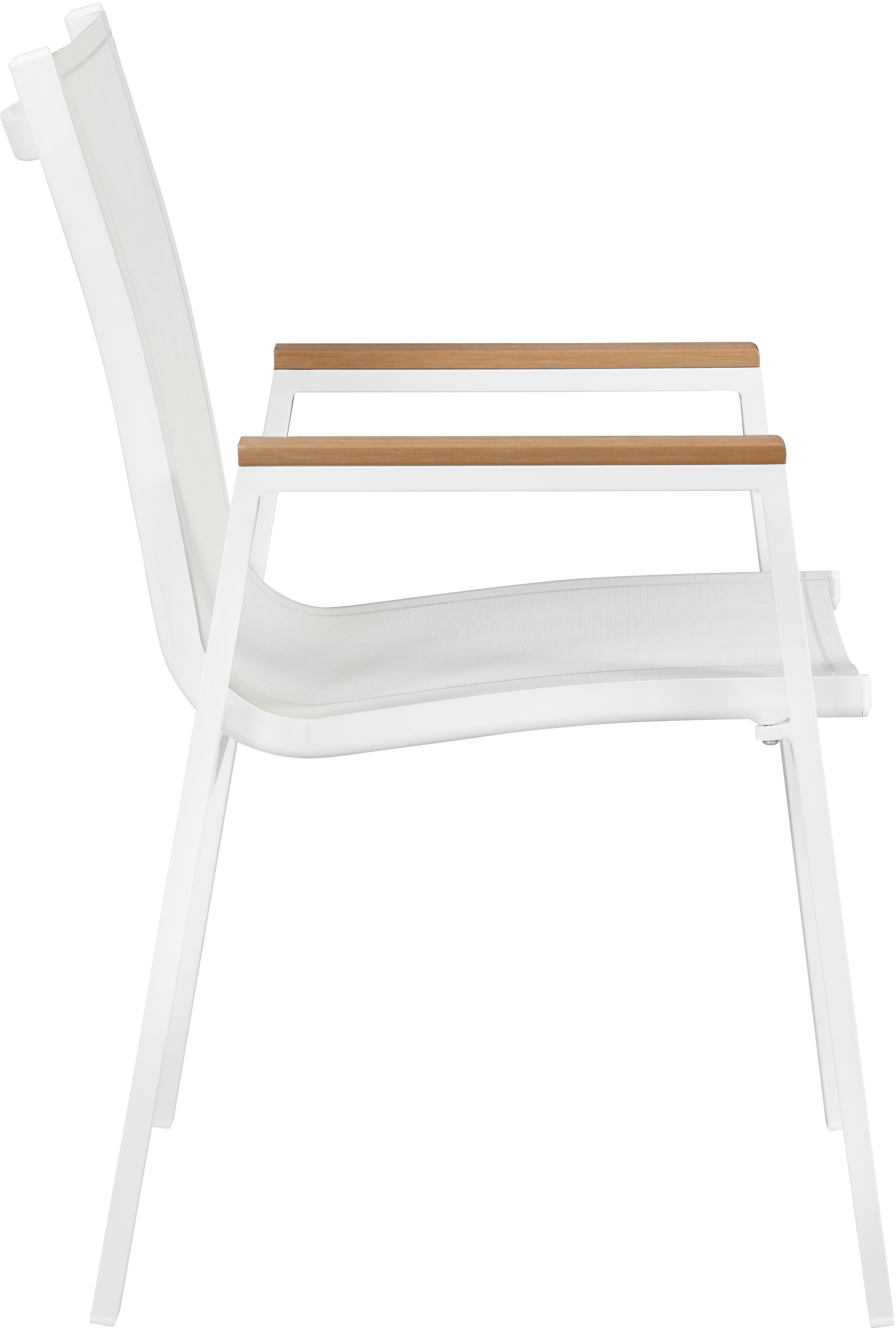 Nizuc White Mesh Waterproof Fabric Outdoor Patio Aluminum Mesh Dining Arm Chair - Luxury Home Furniture (MI)