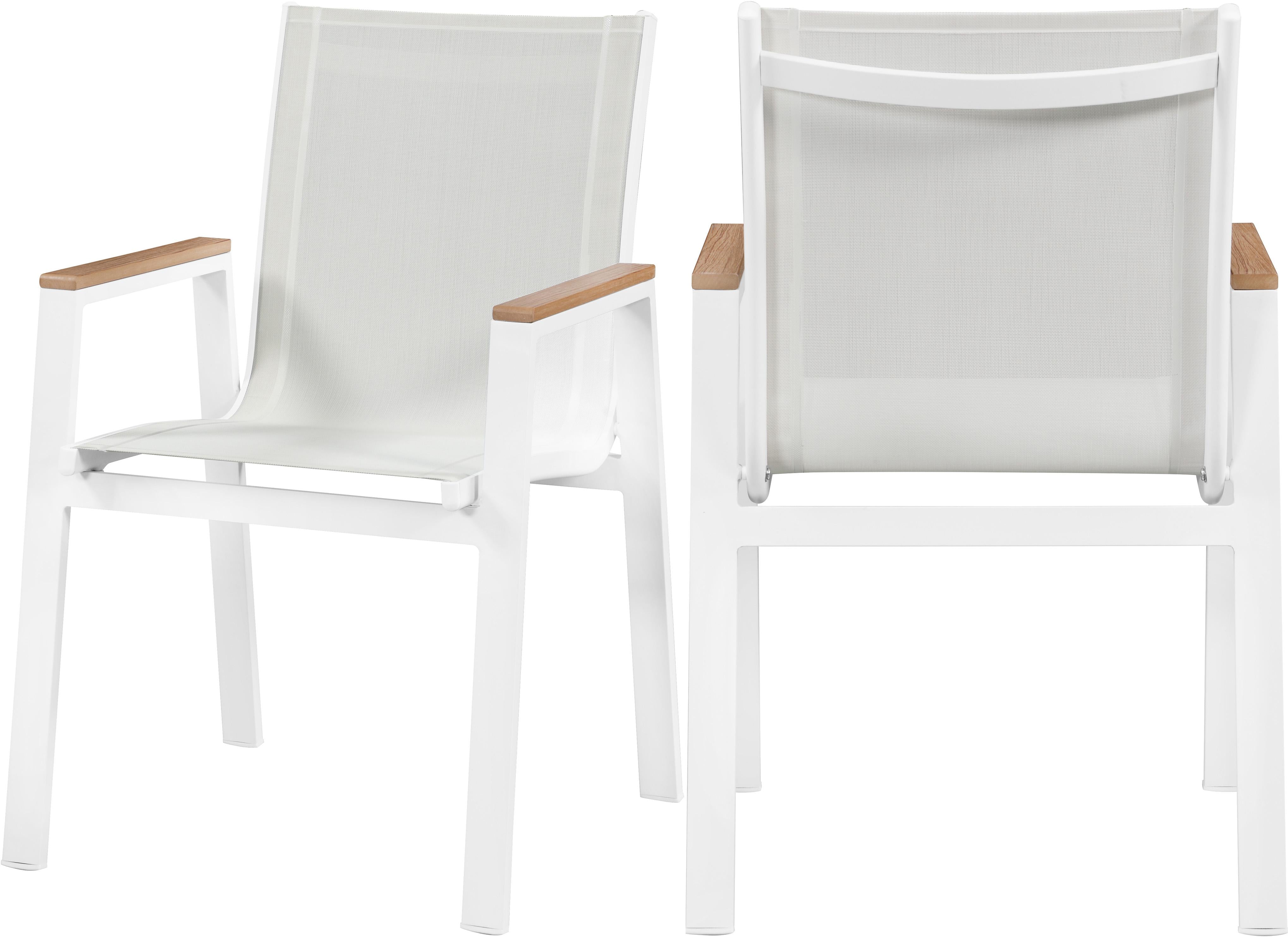 Nizuc White Mesh Waterproof Fabric Outdoor Patio Aluminum Mesh Dining Arm Chair - Luxury Home Furniture (MI)