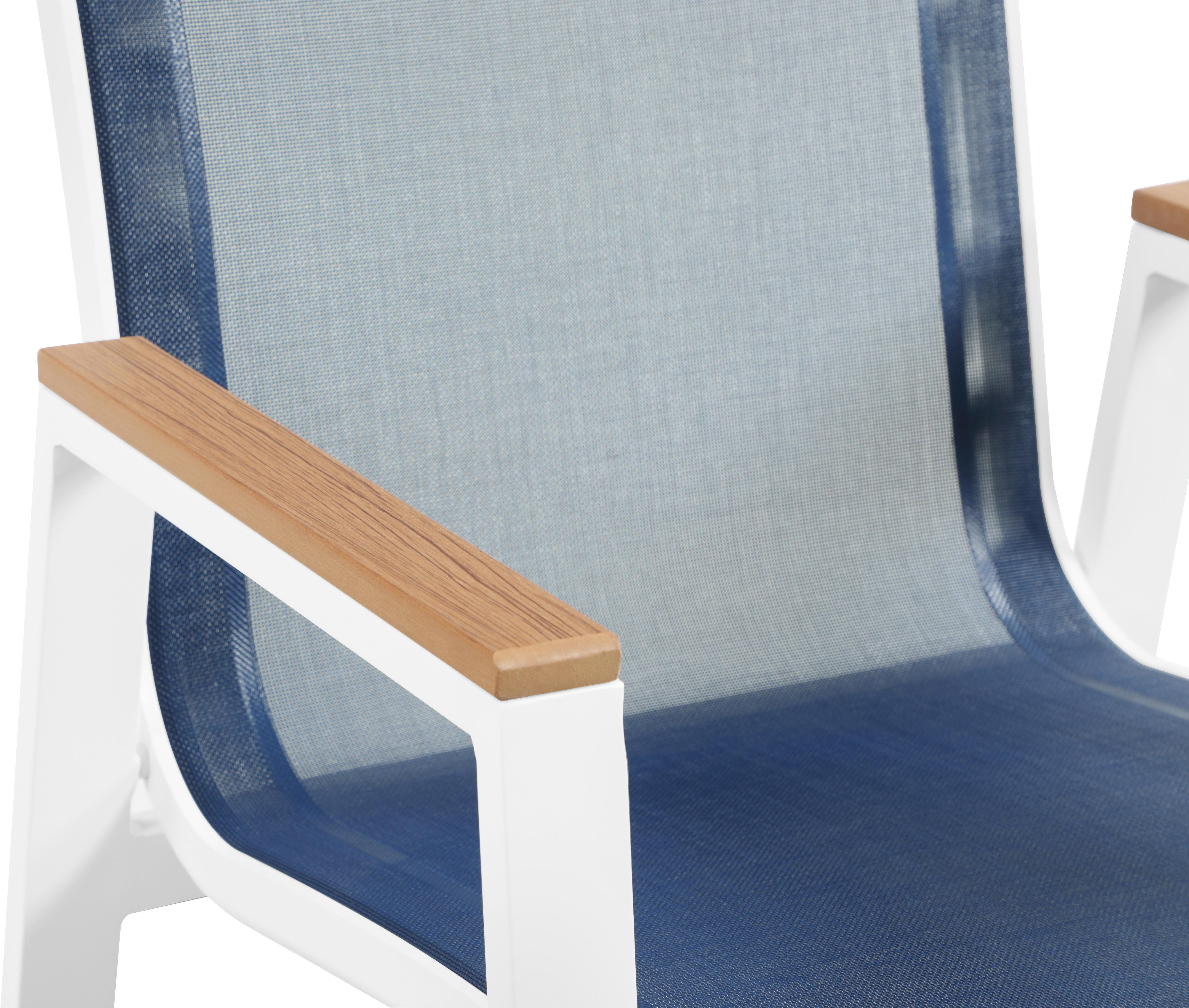 Nizuc Navy Mesh Waterproof Fabric Outdoor Patio Aluminum Mesh Dining Arm Chair - Luxury Home Furniture (MI)