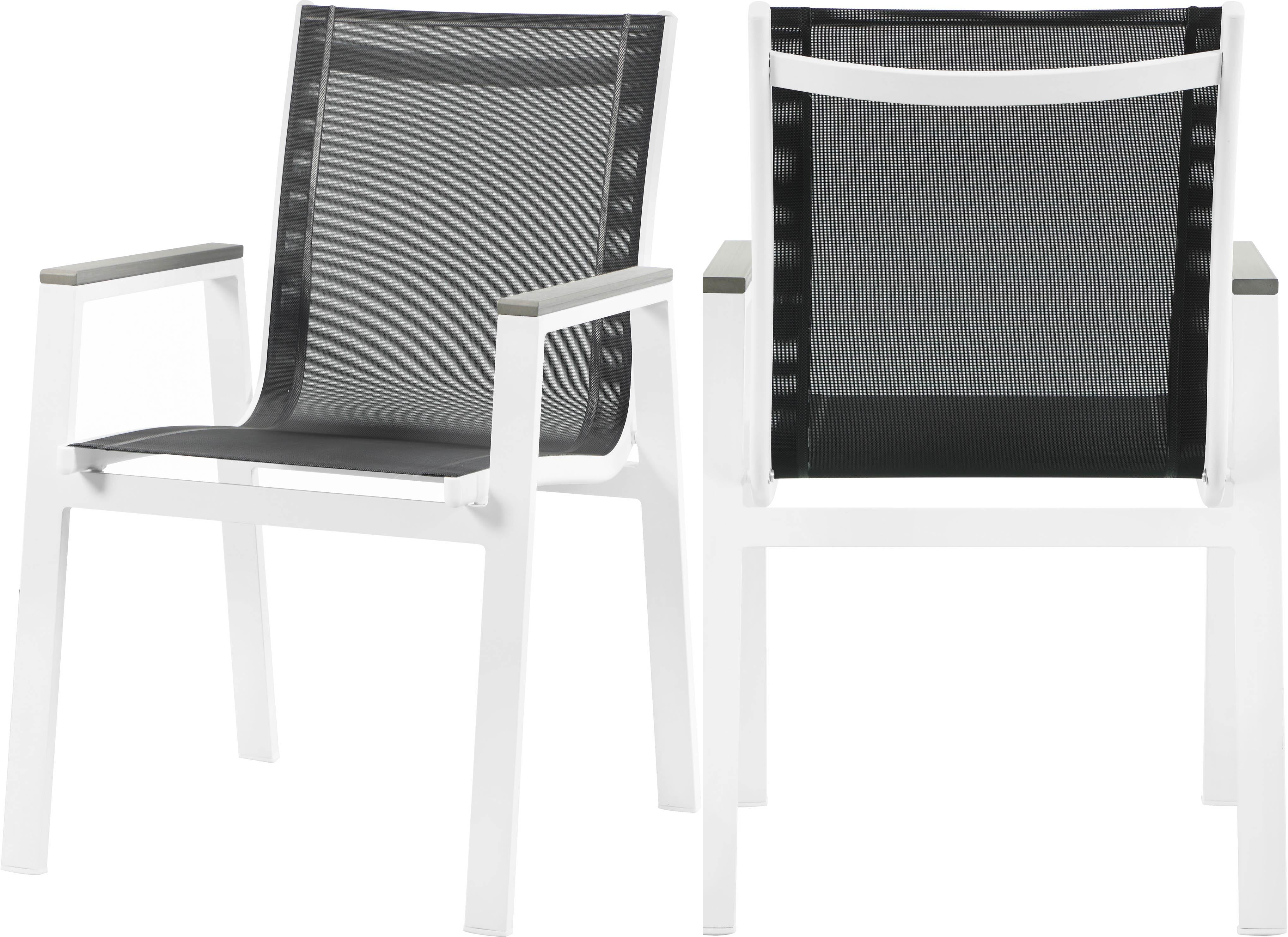 Nizuc Black Mesh Waterproof Fabric Outdoor Patio Aluminum Mesh Dining Arm Chair - Luxury Home Furniture (MI)