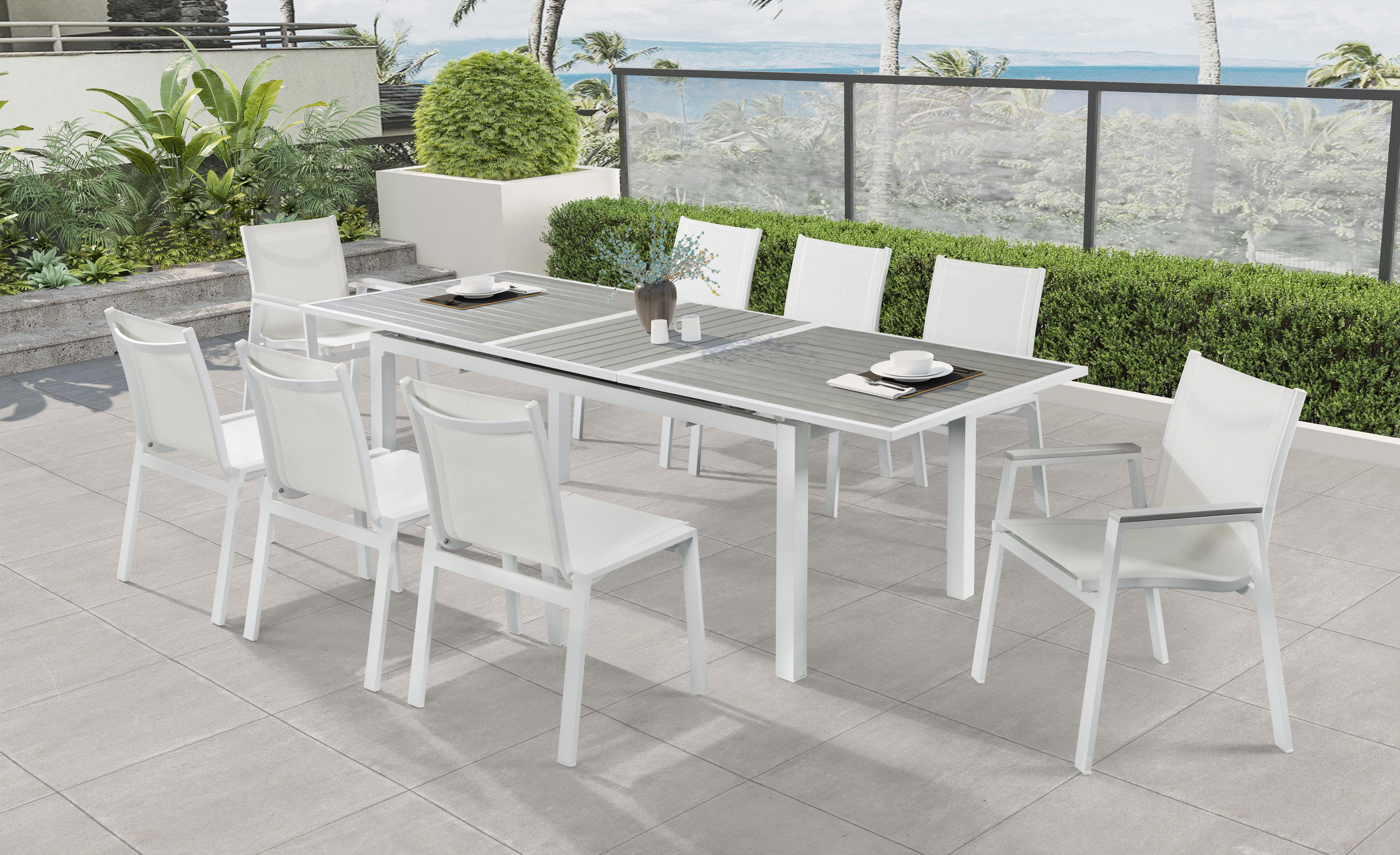 Nizuc Grey manufactured wood Outdoor Patio Extendable Aluminum Dining Table - Luxury Home Furniture (MI)