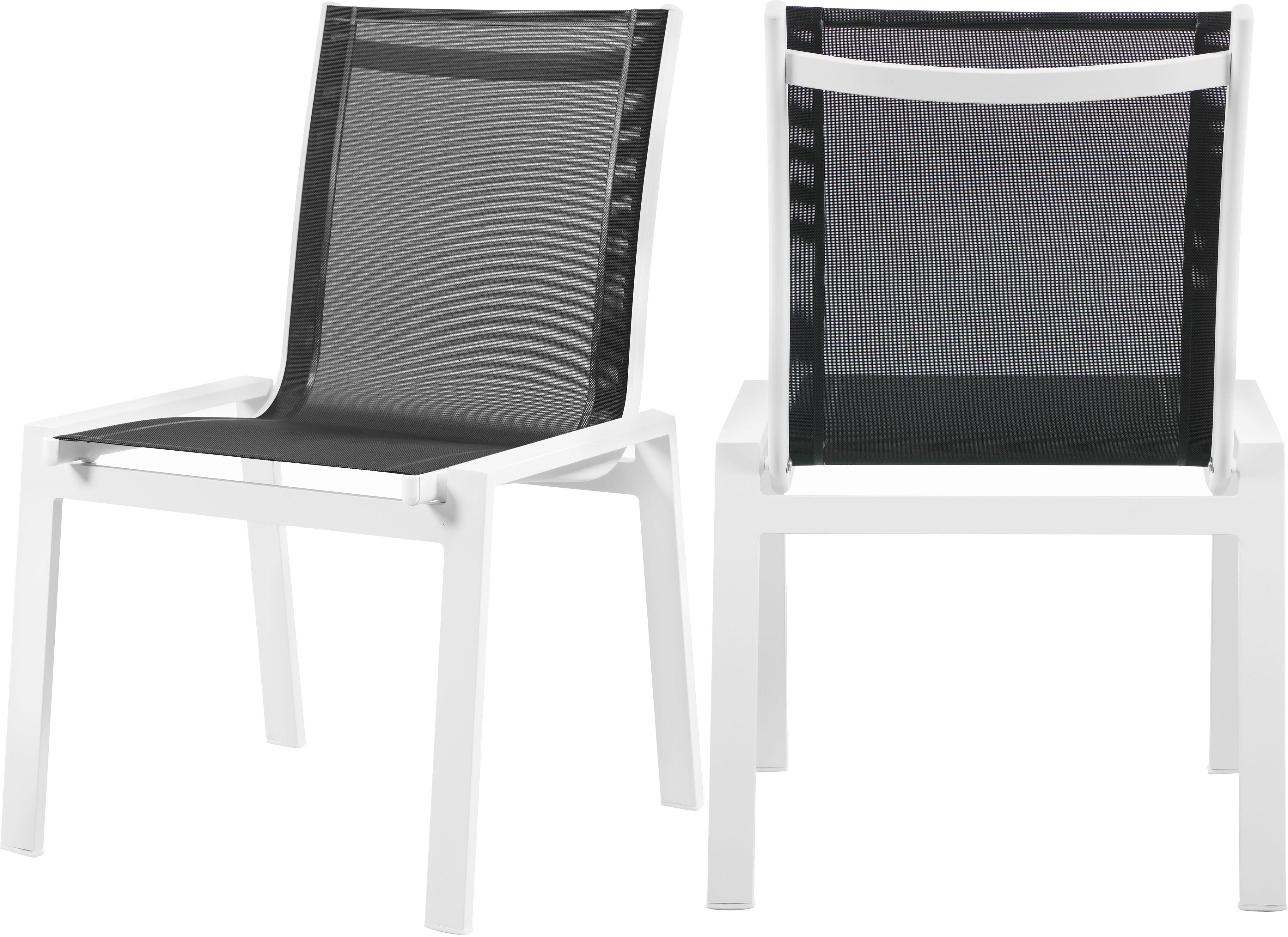 Nizuc Black Mesh Waterproof Fabric Outdoor Patio Aluminum Mesh Dining Chair - Luxury Home Furniture (MI)