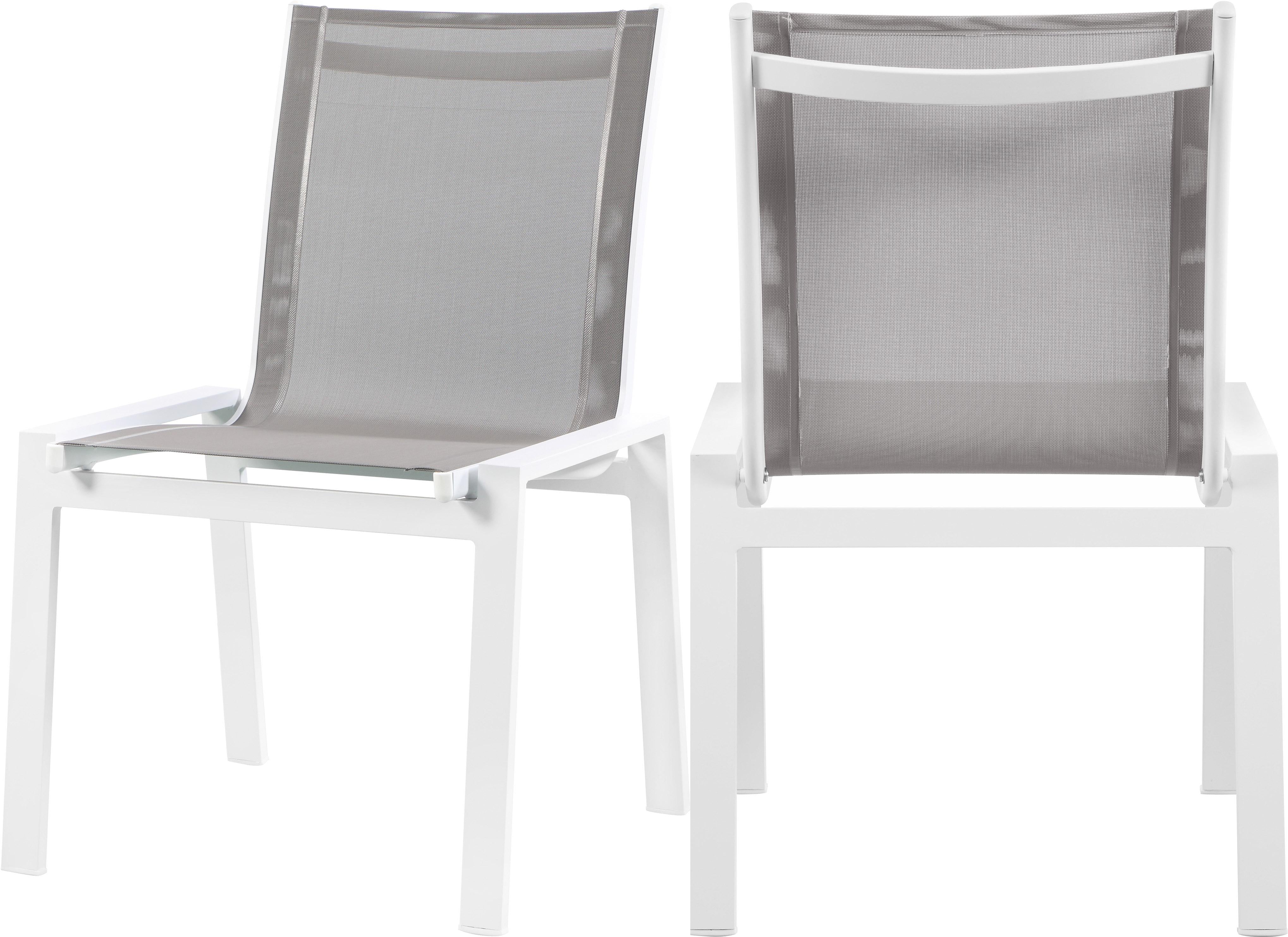Nizuc Grey Mesh Waterproof Fabric Outdoor Patio Aluminum Mesh Dining Chair - Luxury Home Furniture (MI)