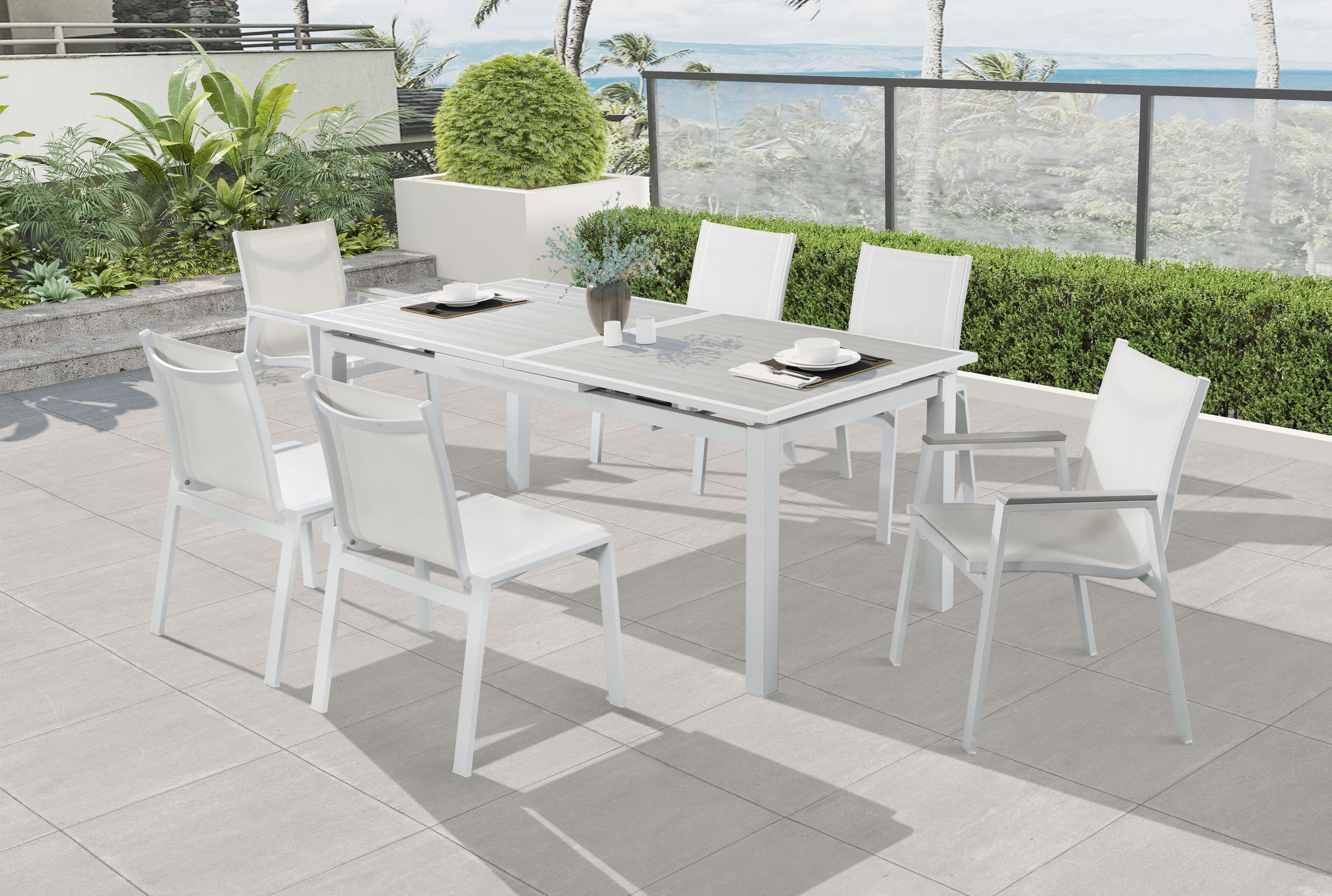 Nizuc Grey manufactured wood Outdoor Patio Extendable Aluminum Dining Table - Luxury Home Furniture (MI)