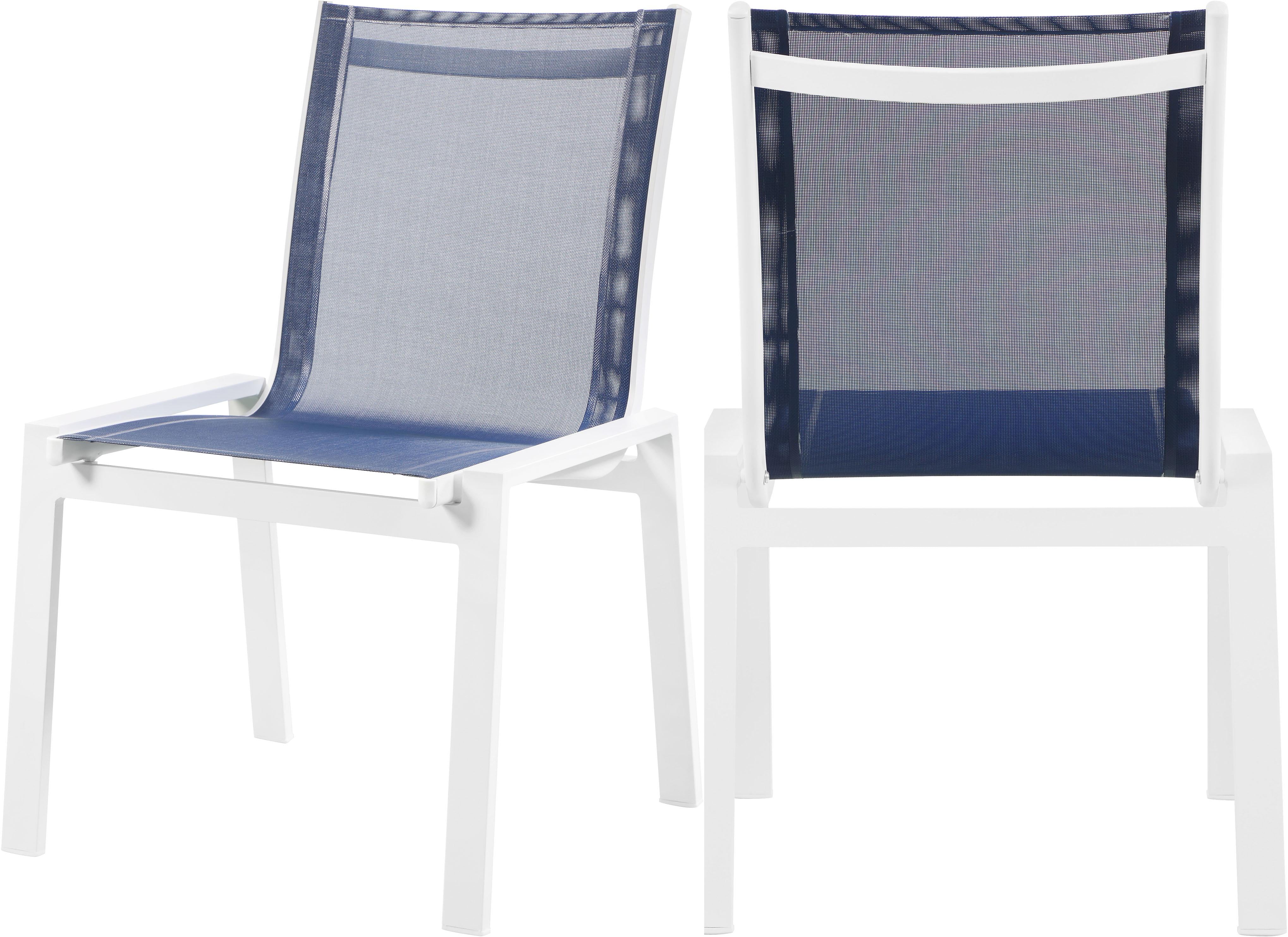 Nizuc Navy Mesh Waterproof Fabric Outdoor Patio Aluminum Mesh Dining Chair - Luxury Home Furniture (MI)