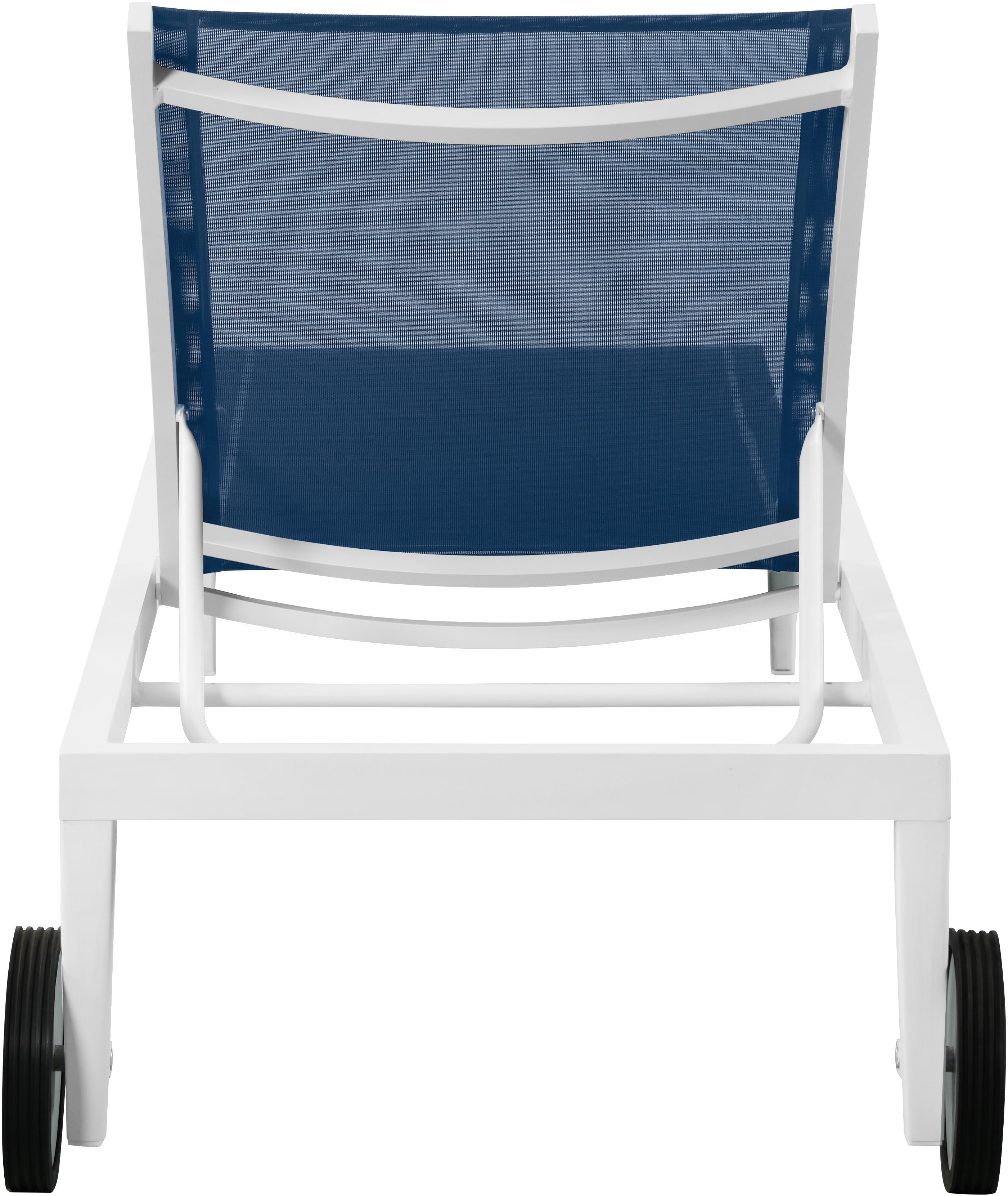 Nizuc Navy Mesh Waterproof Fabric Outdoor Patio Aluminum Mesh Chaise Lounge Chair - Luxury Home Furniture (MI)