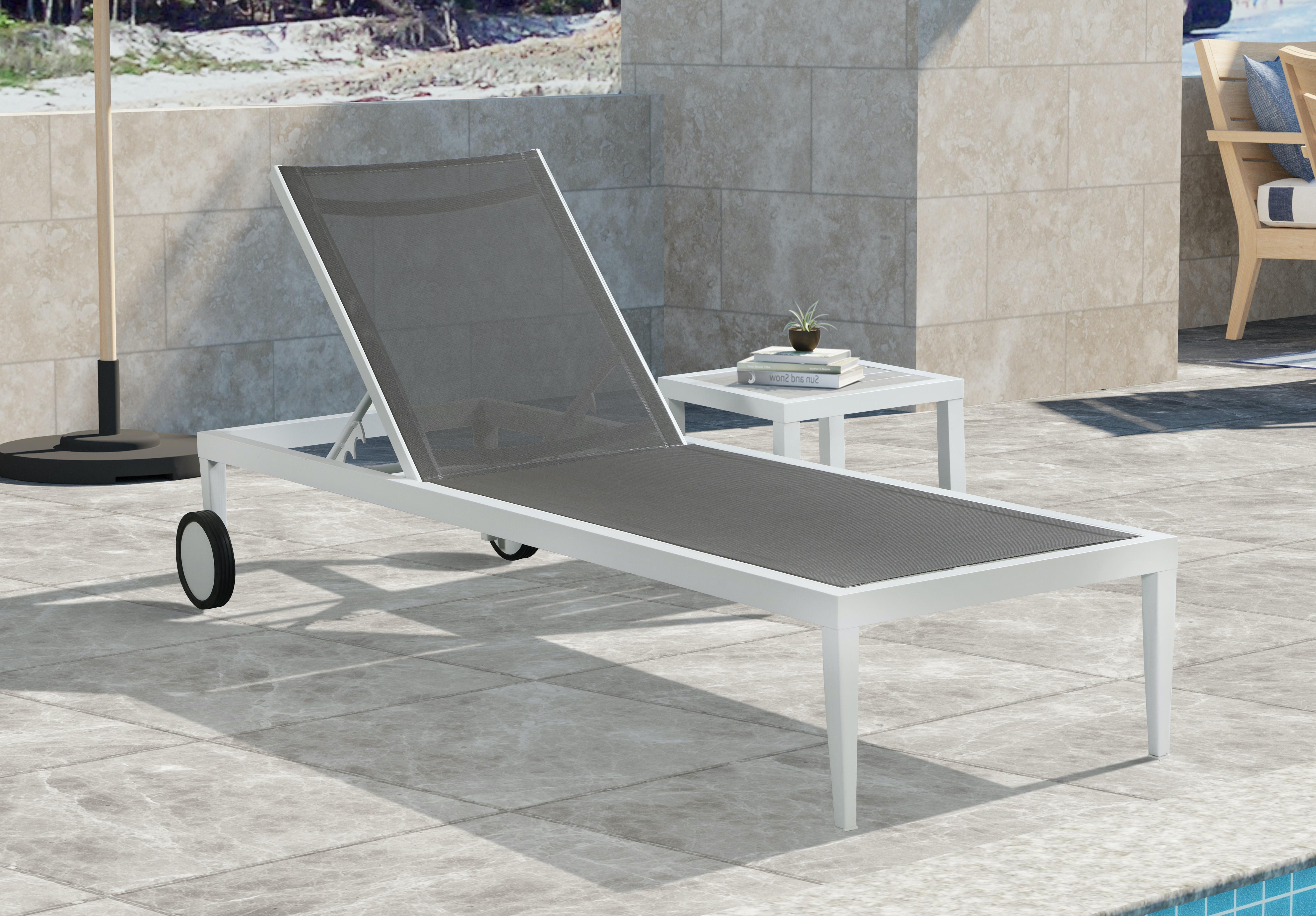 Nizuc Grey Mesh Waterproof Fabric Outdoor Patio Aluminum Mesh Chaise Lounge Chair - Luxury Home Furniture (MI)