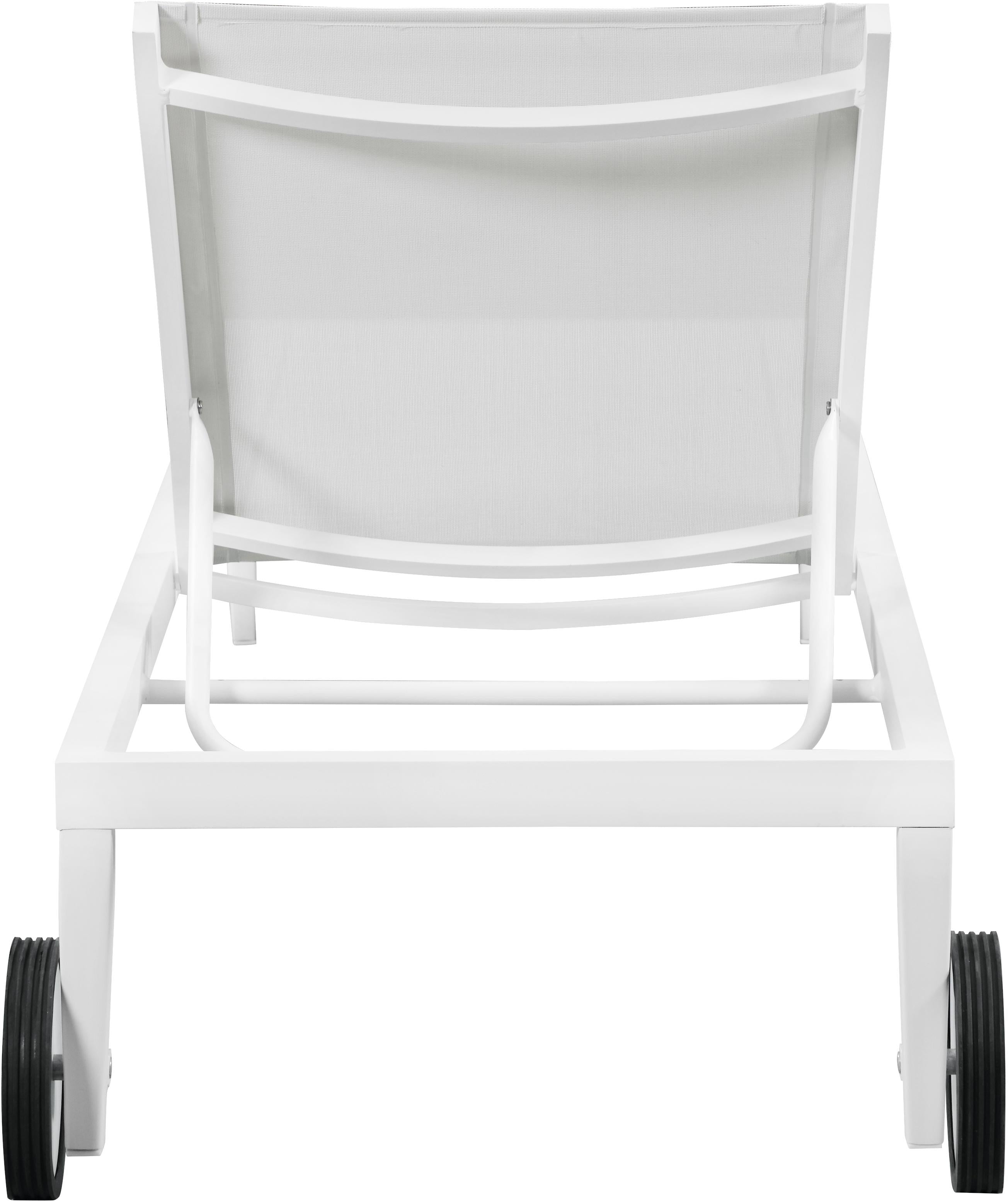 Nizuc White Mesh Waterproof Fabric Outdoor Patio Aluminum Mesh Chaise Lounge Chair - Luxury Home Furniture (MI)