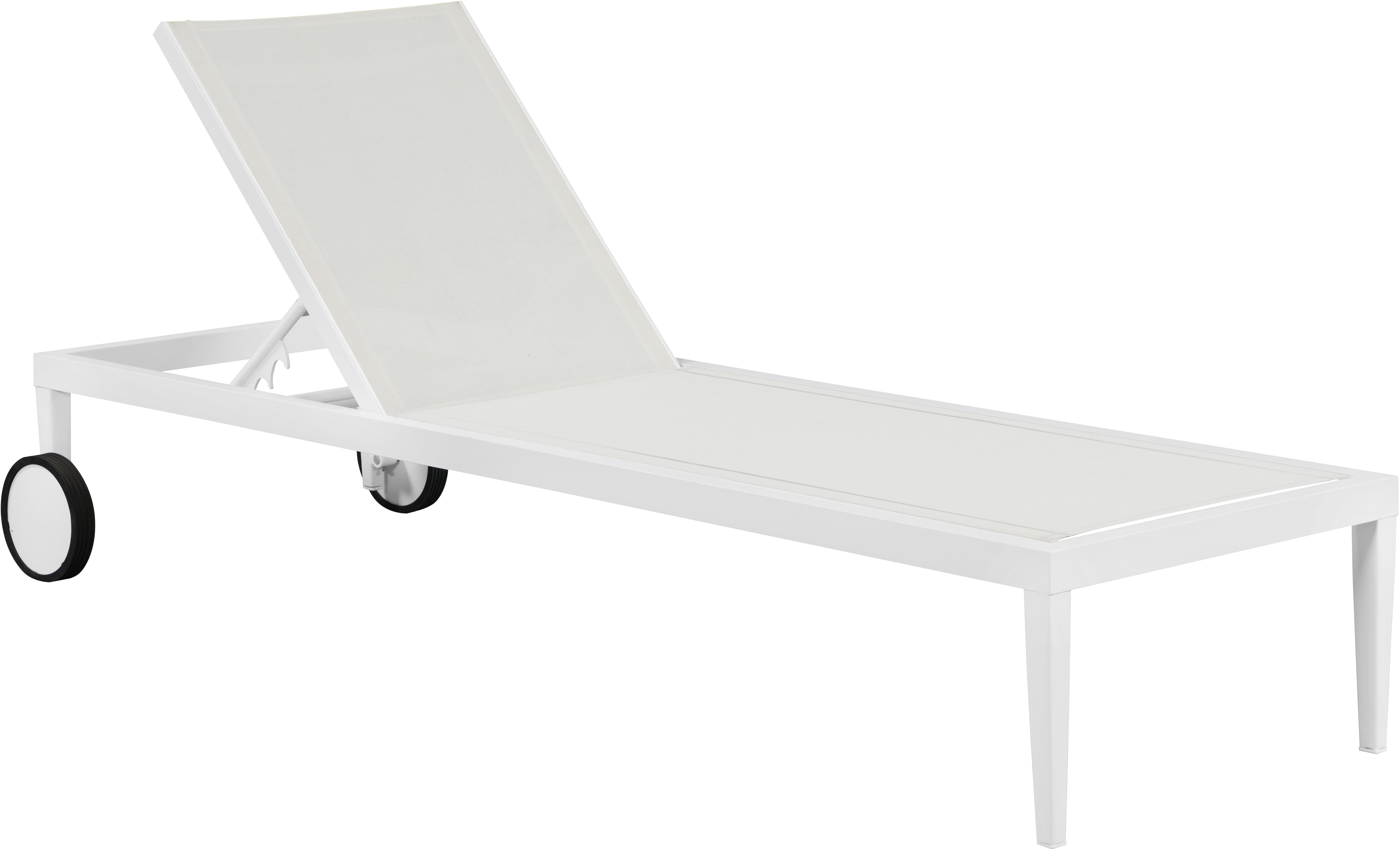 Nizuc White Mesh Waterproof Fabric Outdoor Patio Aluminum Mesh Chaise Lounge Chair