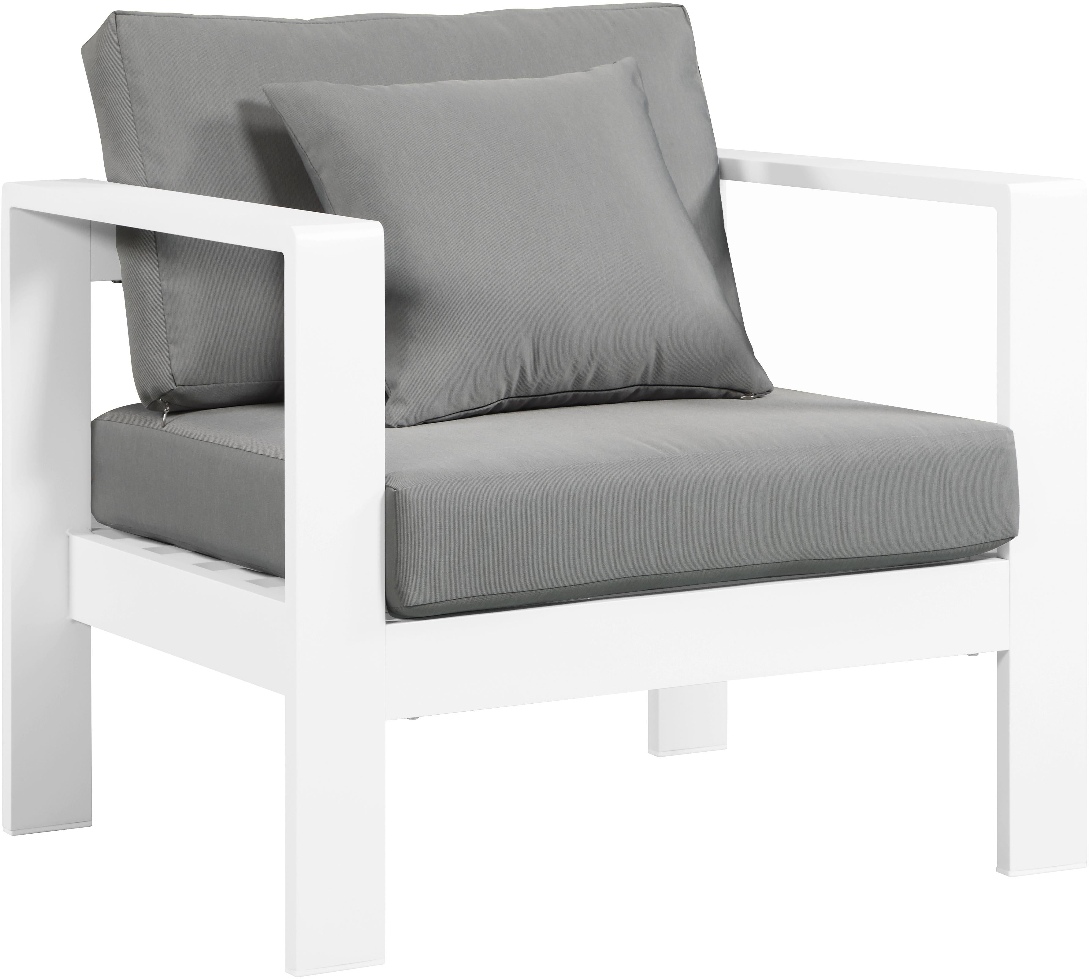 Nizuc Grey Waterproof Fabric Outdoor Patio Aluminum Arm Chair - Luxury Home Furniture (MI)