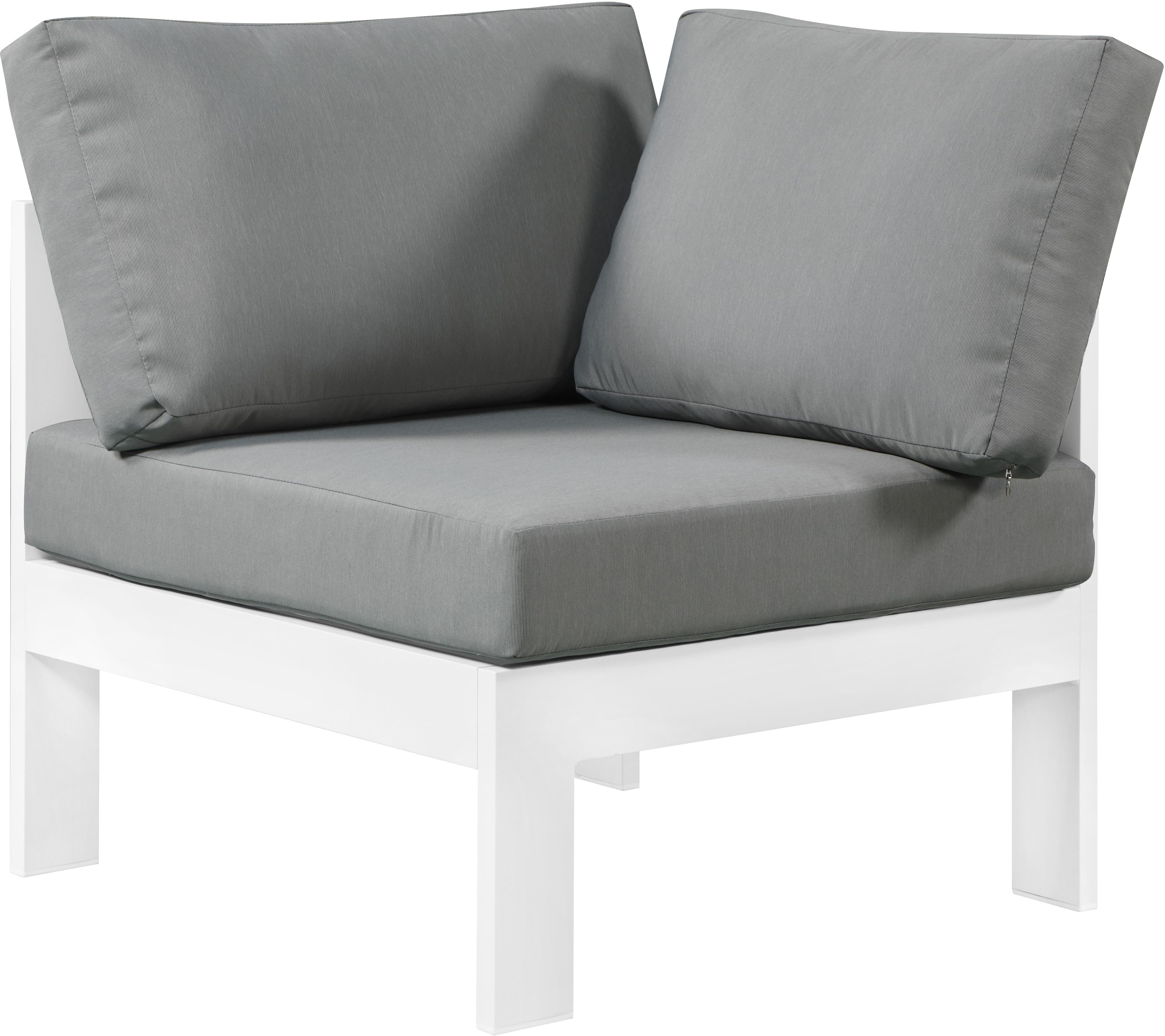 Nizuc Grey Waterproof Fabric Outdoor Patio Aluminum Corner Chair