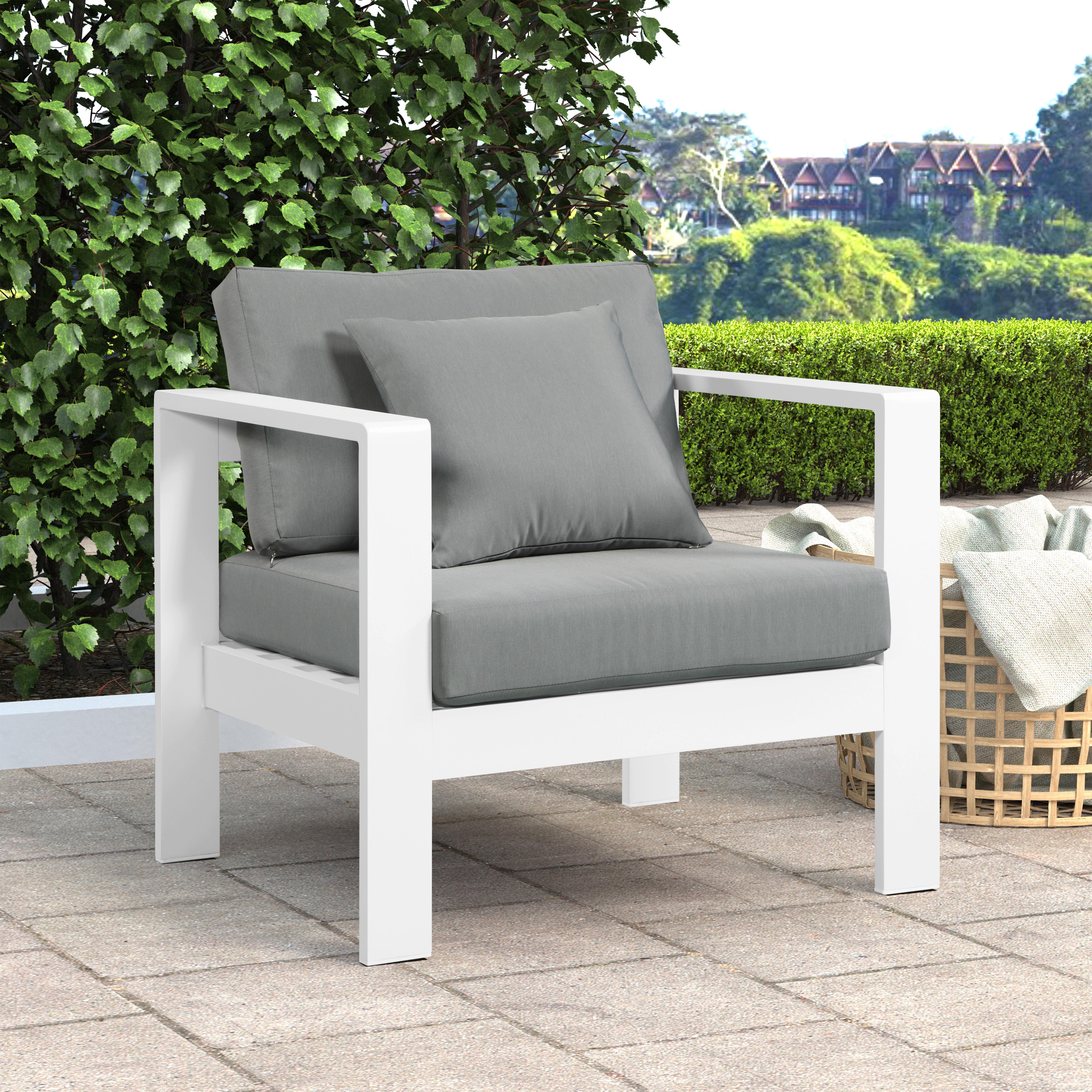 Nizuc Grey Waterproof Fabric Outdoor Patio Aluminum Arm Chair - Luxury Home Furniture (MI)
