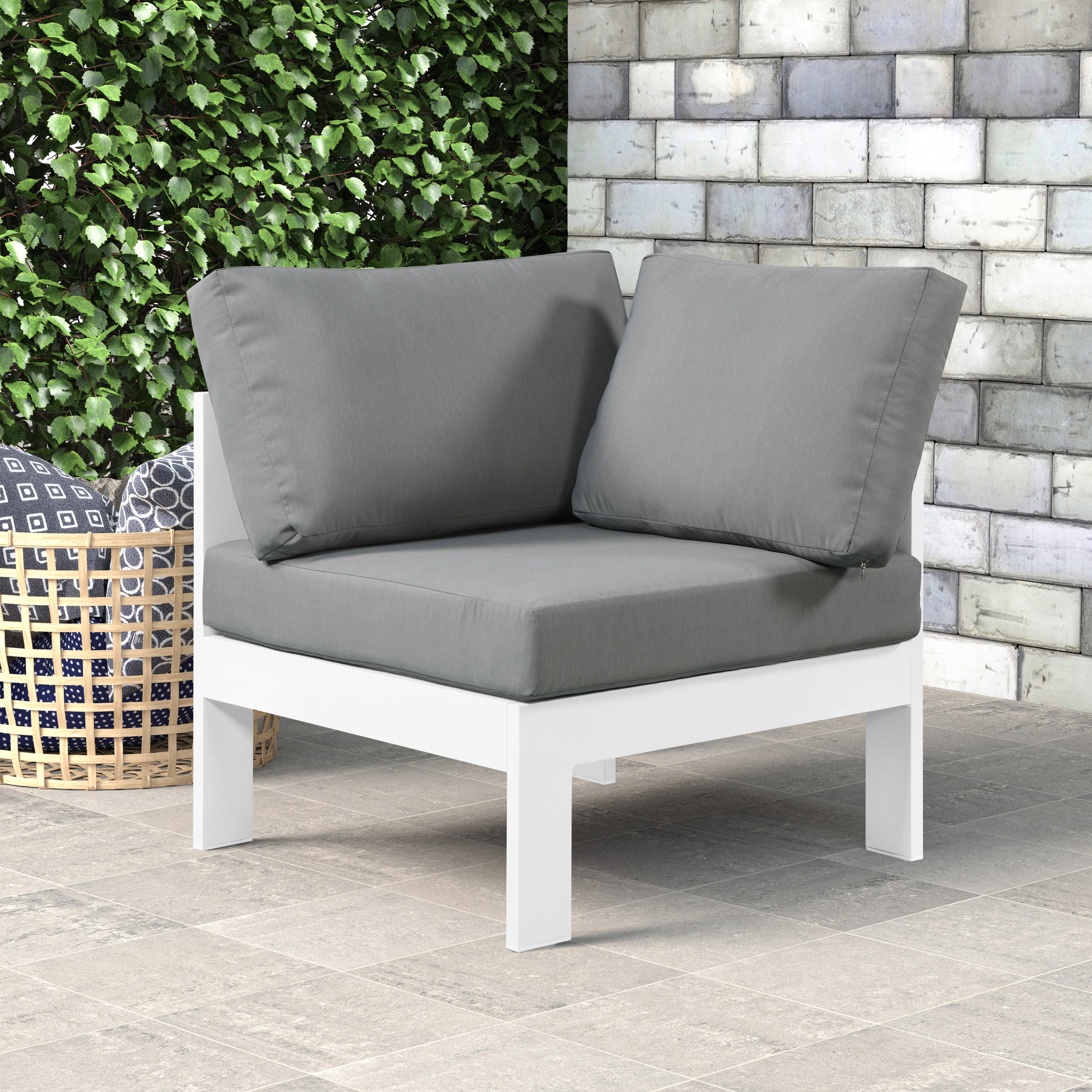 Nizuc Grey Waterproof Fabric Outdoor Patio Aluminum Corner Chair - Luxury Home Furniture (MI)