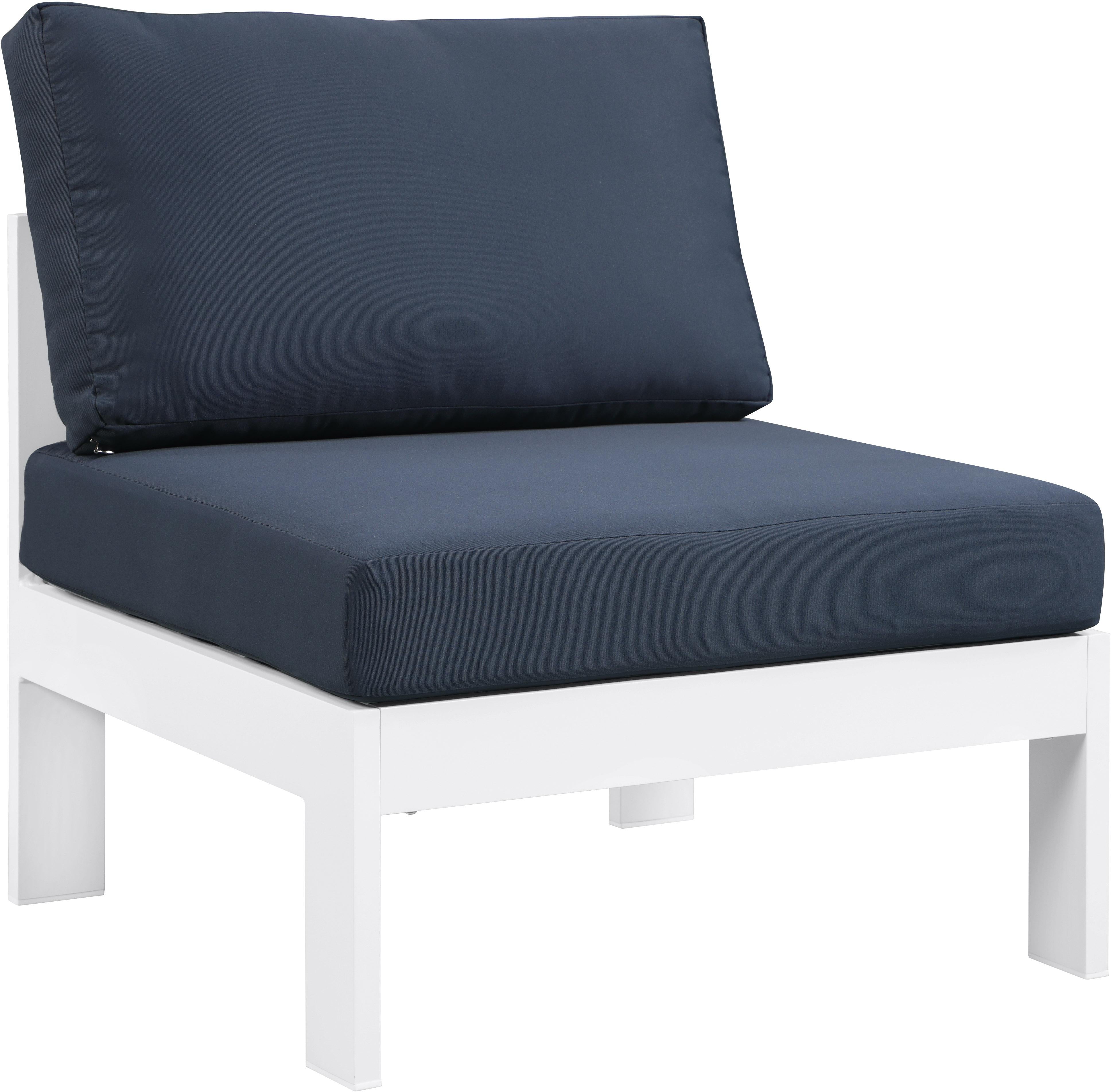 Nizuc Navy Waterproof Fabric Outdoor Patio Aluminum Armless Chair - Luxury Home Furniture (MI)