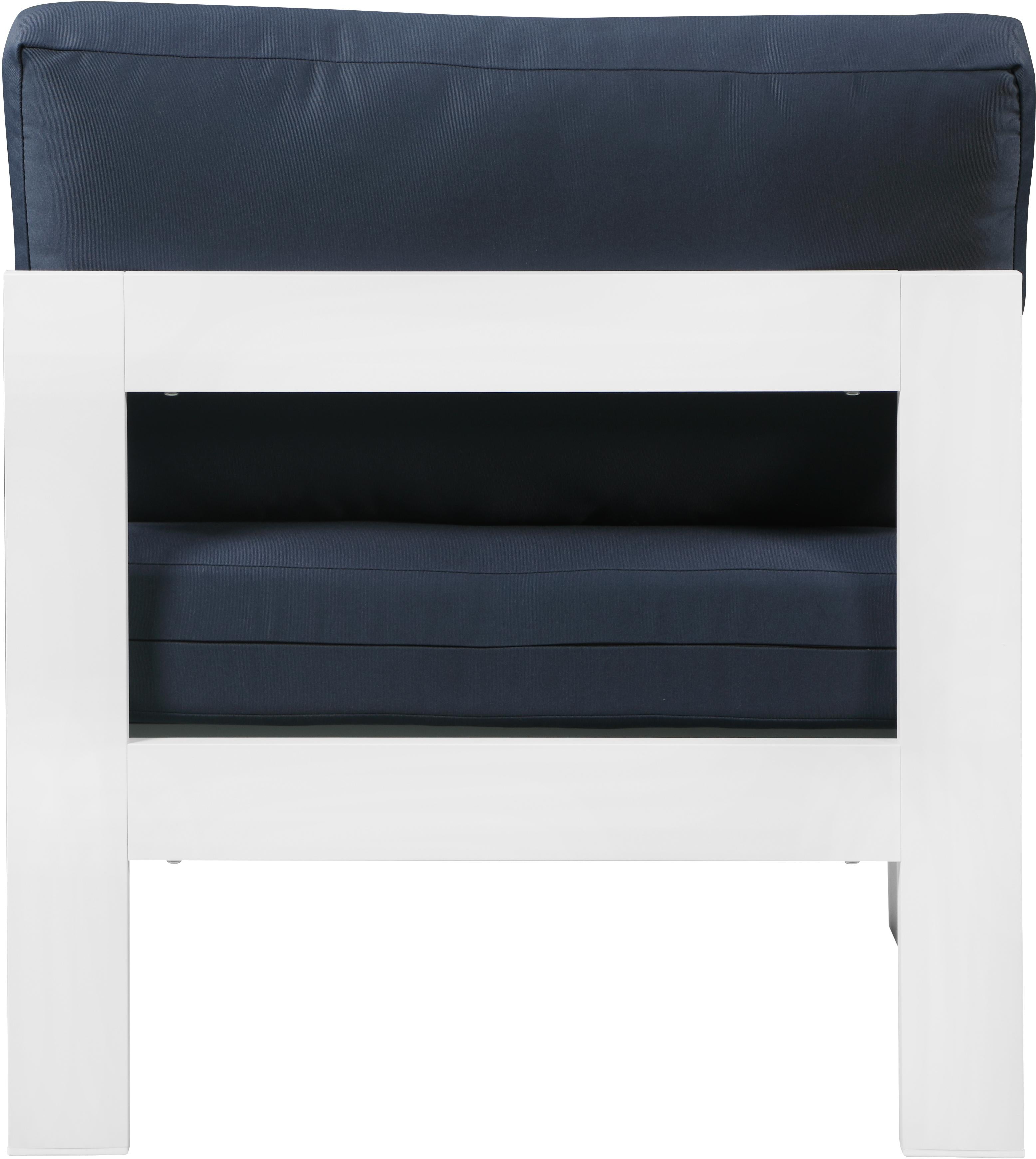 Nizuc Navy Waterproof Fabric Outdoor Patio Aluminum Armless Chair - Luxury Home Furniture (MI)