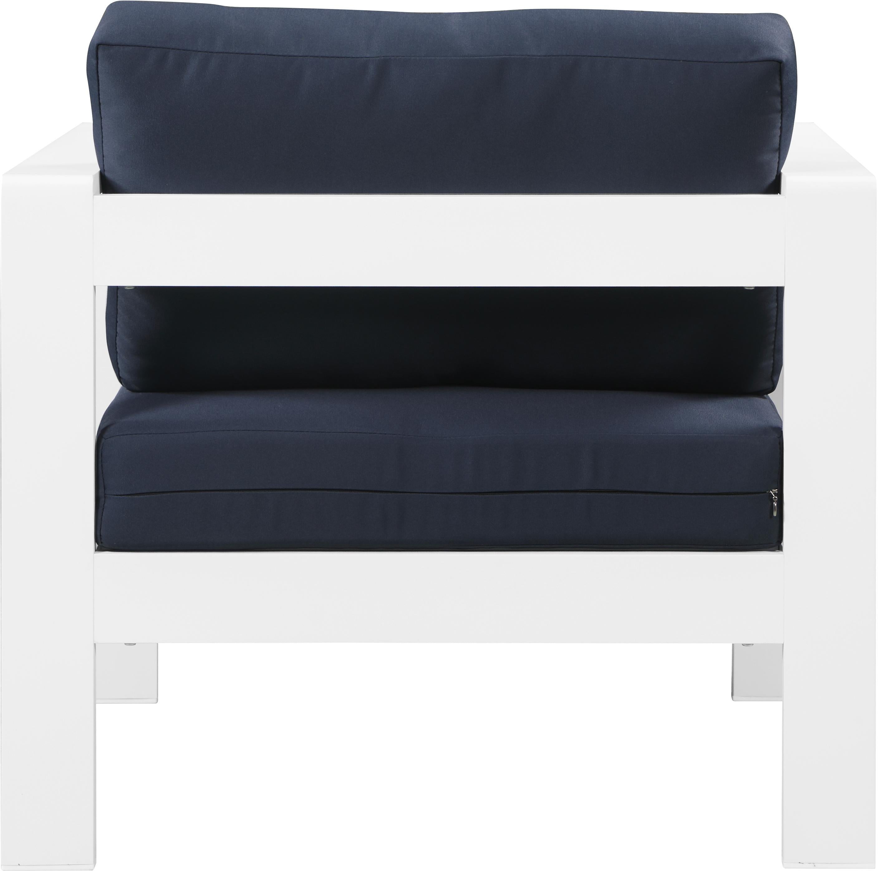 Nizuc Navy Waterproof Fabric Outdoor Patio Aluminum Arm Chair - Luxury Home Furniture (MI)