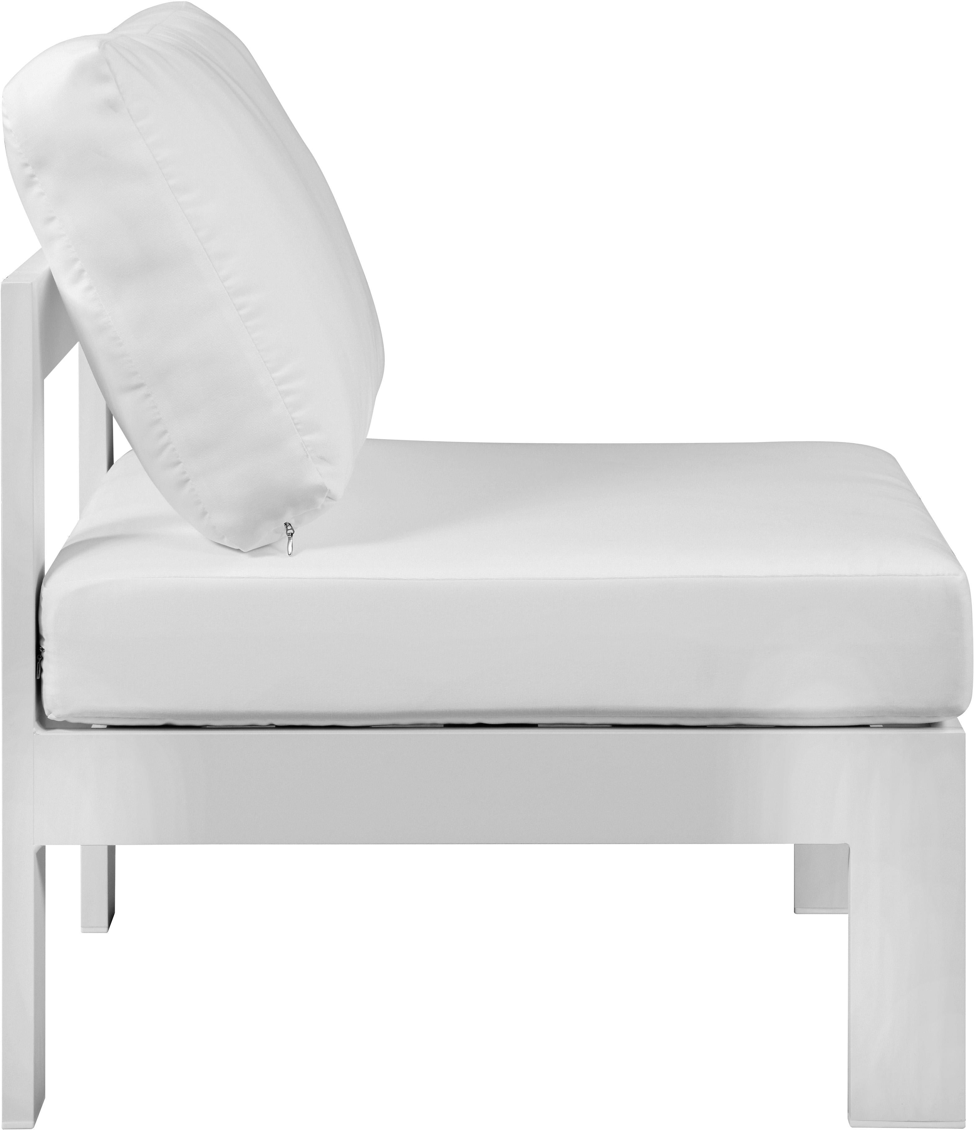 Nizuc White Waterproof Fabric Outdoor Patio Aluminum Armless Chair - Luxury Home Furniture (MI)