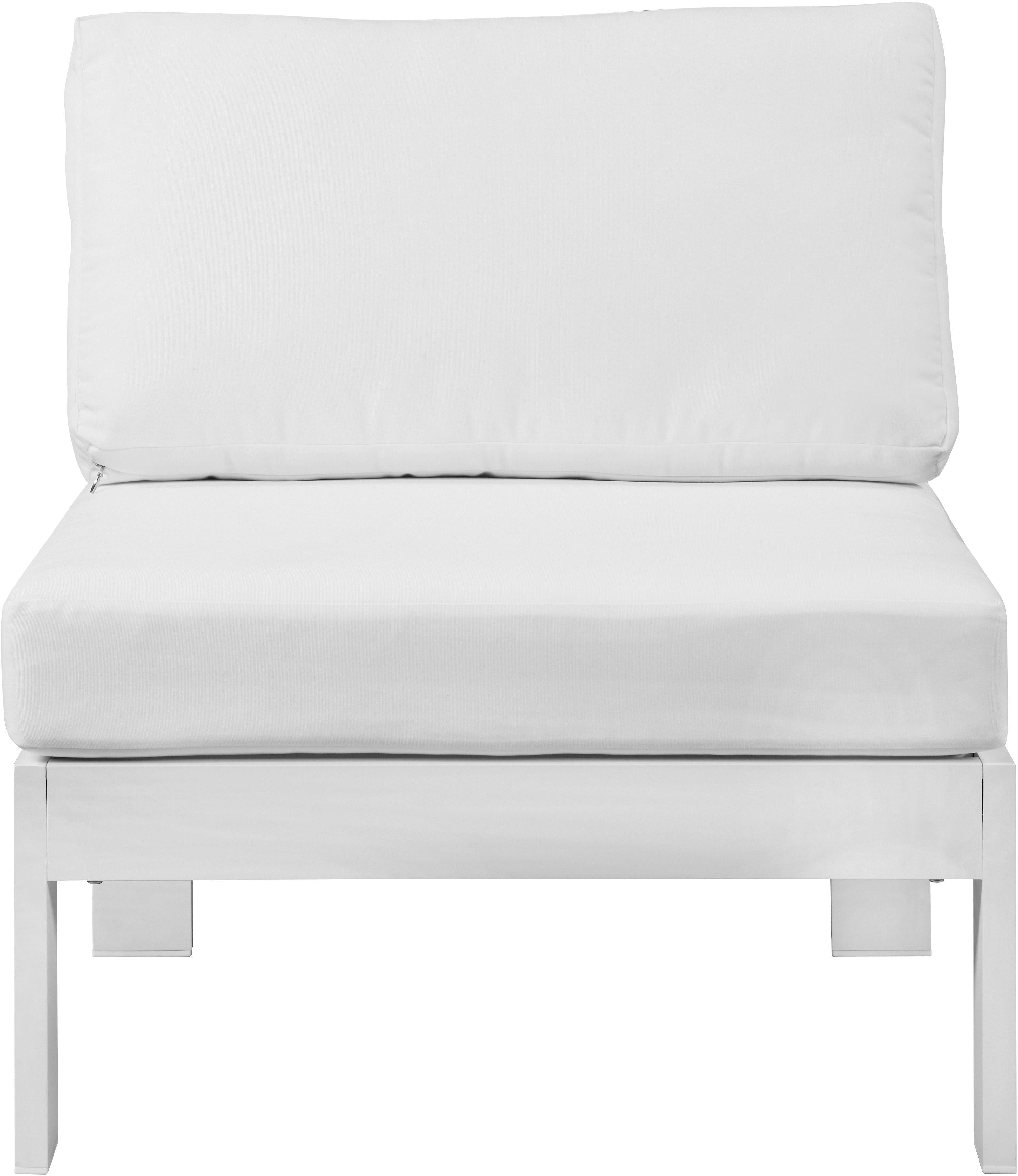 Nizuc White Waterproof Fabric Outdoor Patio Aluminum Armless Chair - Luxury Home Furniture (MI)
