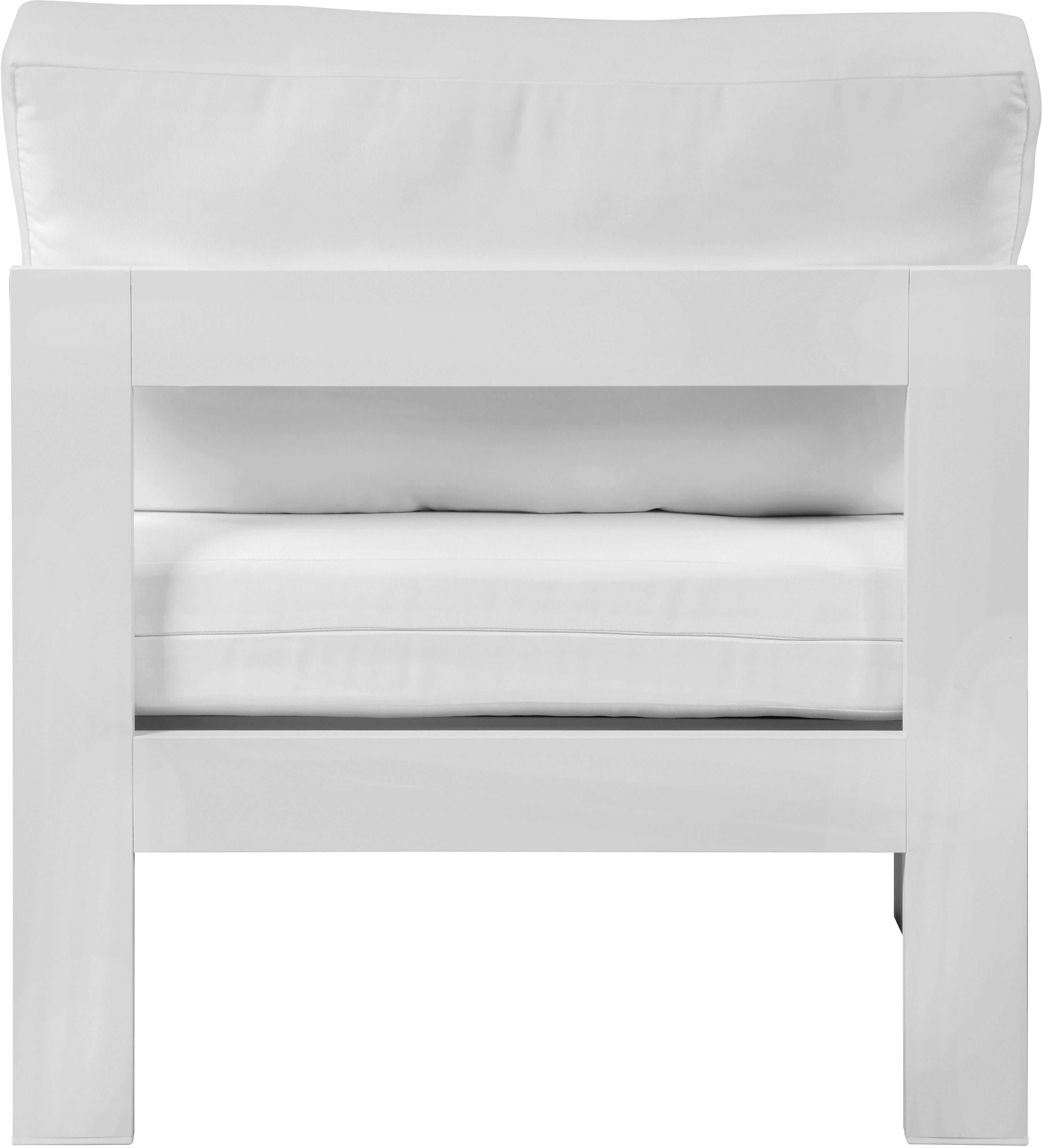Nizuc White Waterproof Fabric Outdoor Patio Aluminum Armless Chair - Luxury Home Furniture (MI)