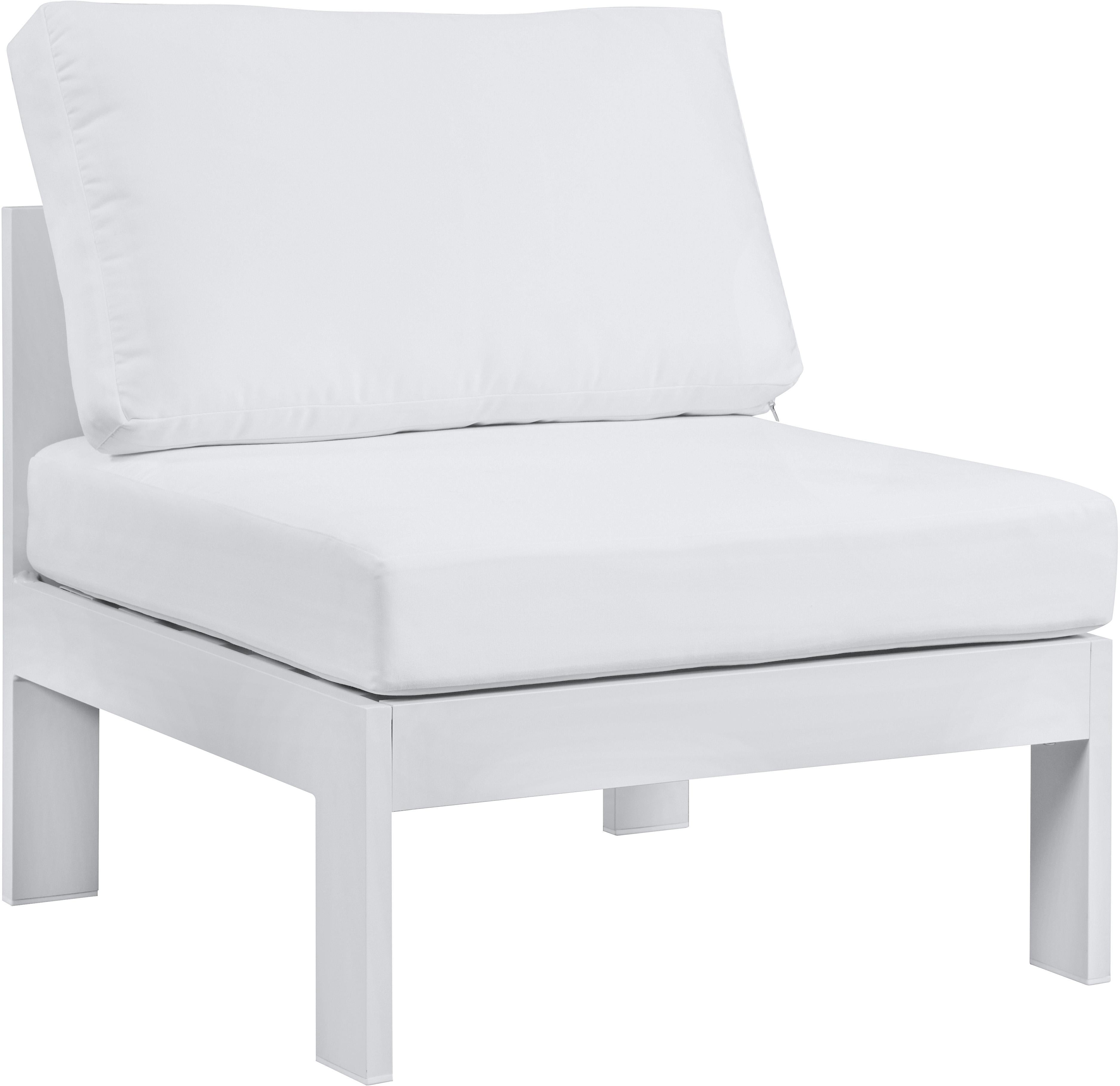 Nizuc White Waterproof Fabric Outdoor Patio Aluminum Armless Chair - Luxury Home Furniture (MI)