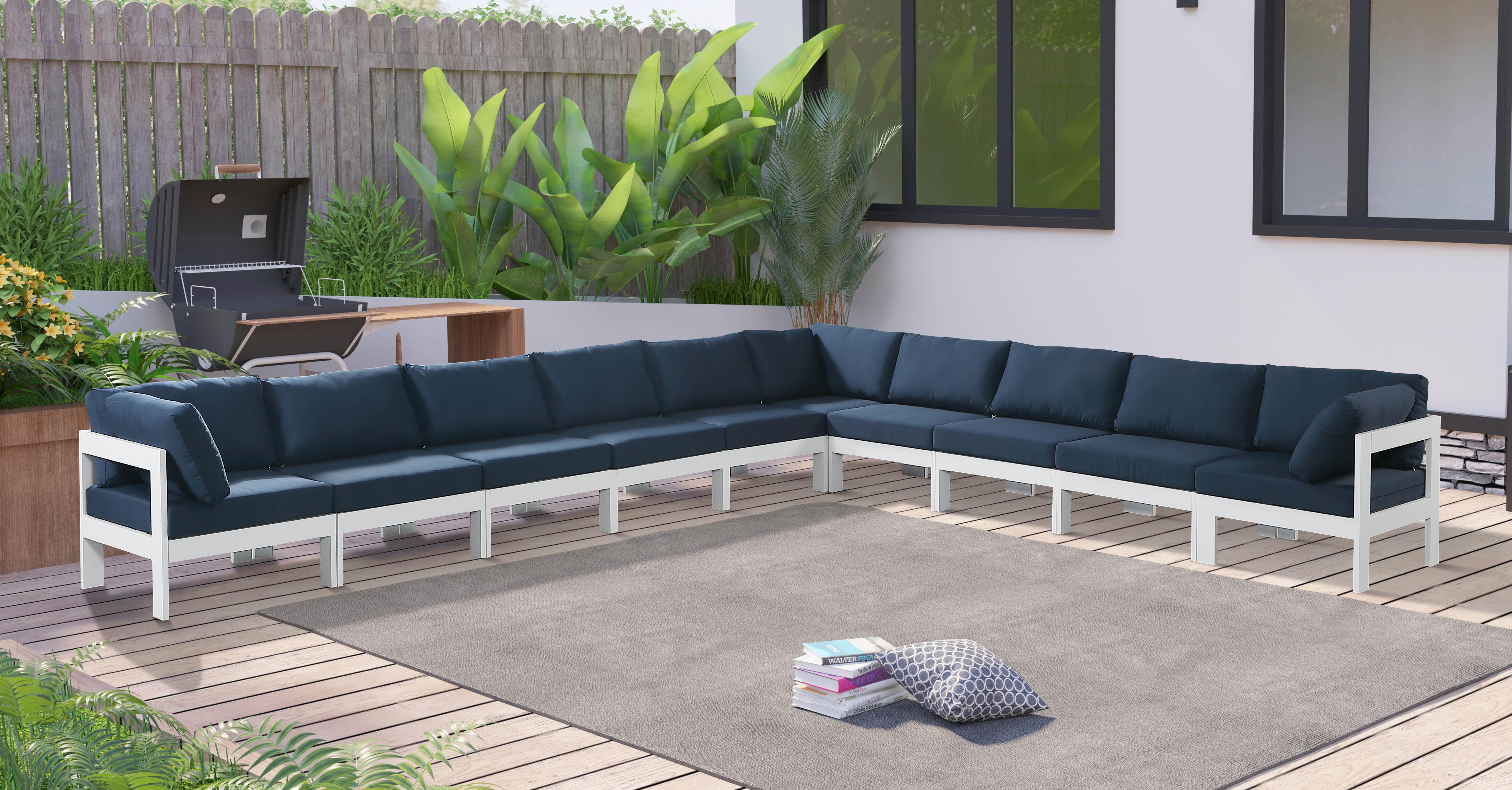 Nizuc Navy Waterproof Fabric Outdoor Patio Modular Sectional - Luxury Home Furniture (MI)