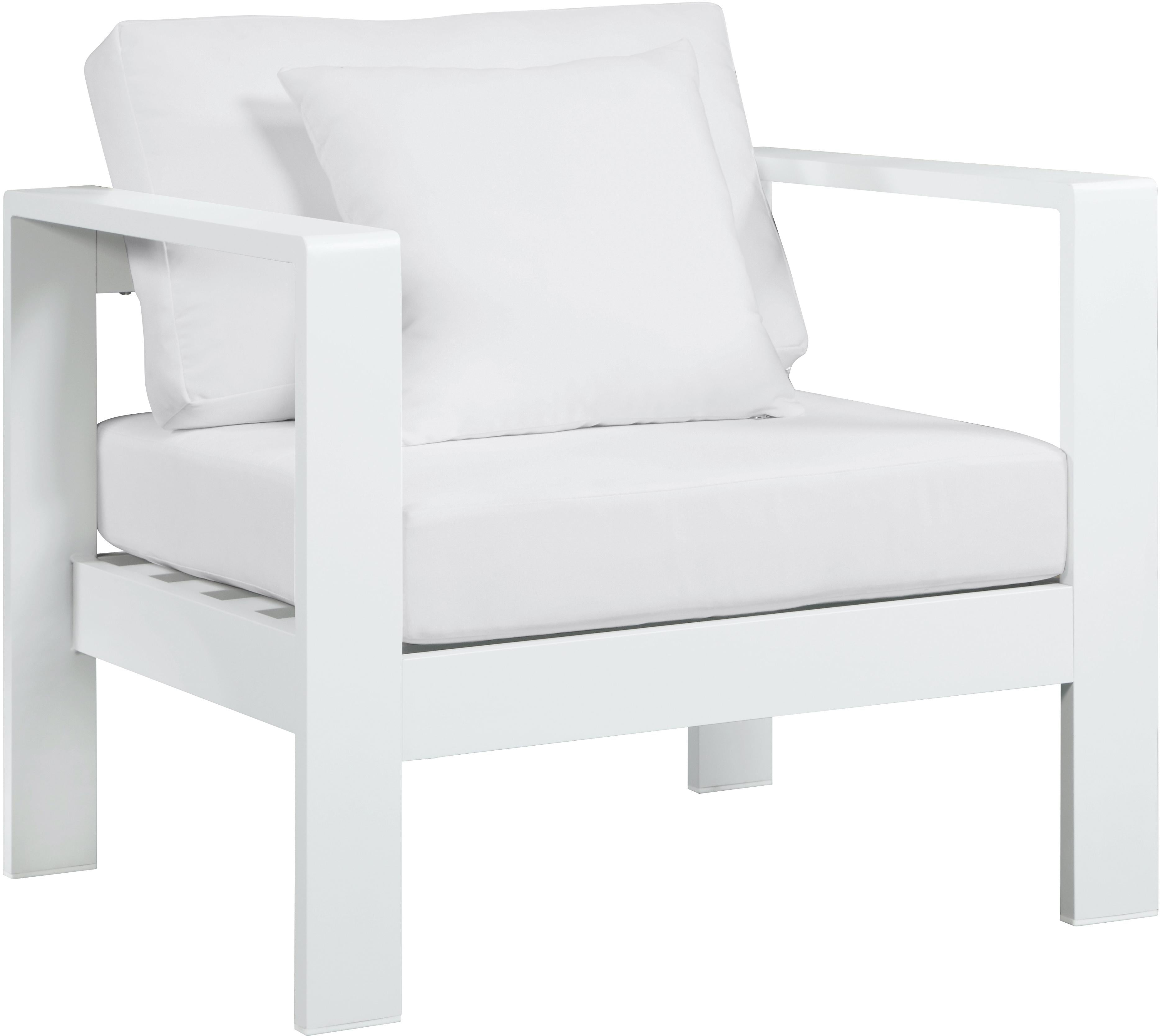 Nizuc White Waterproof Fabric Outdoor Patio Aluminum Arm Chair - Luxury Home Furniture (MI)