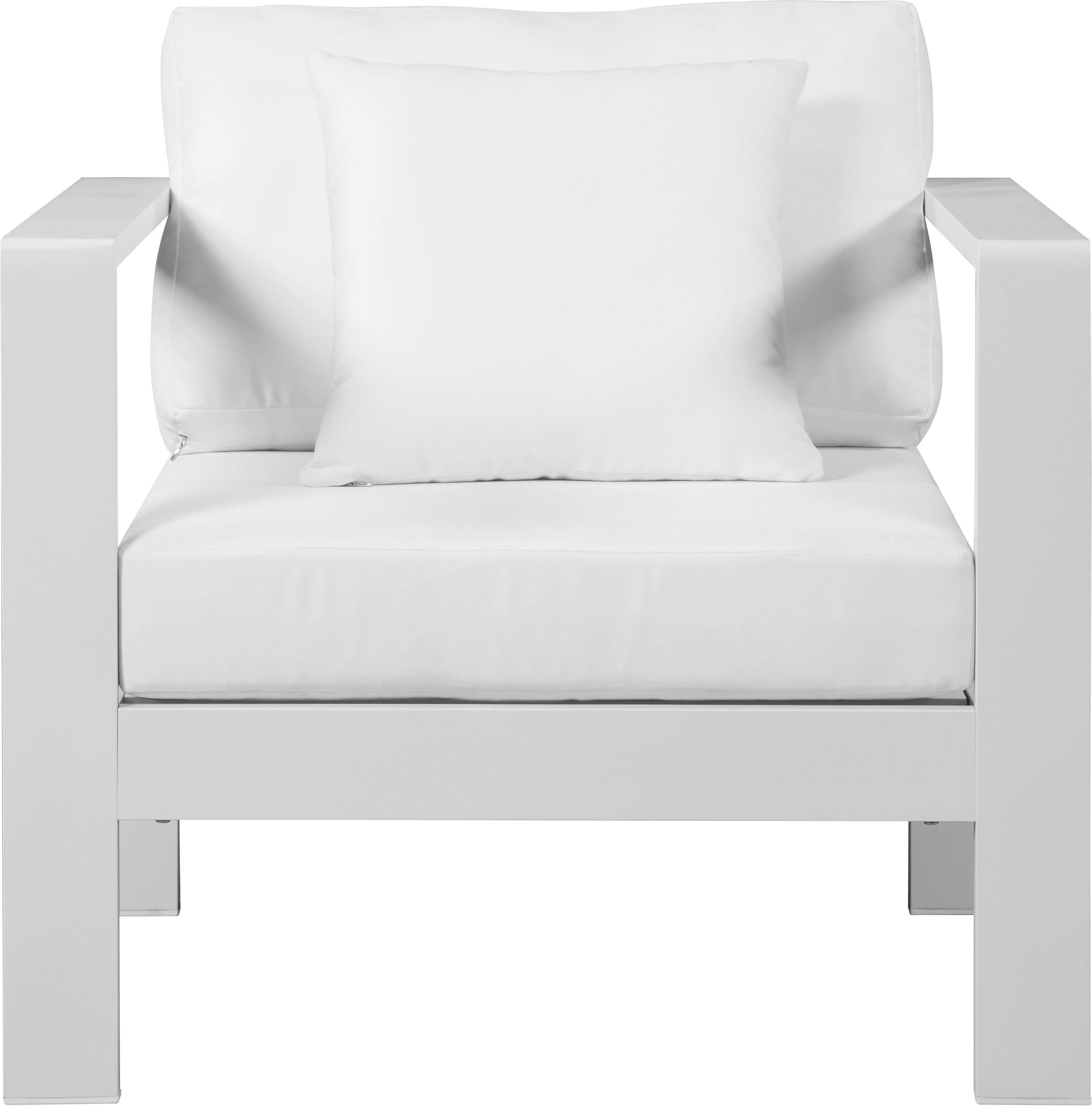 Nizuc White Waterproof Fabric Outdoor Patio Aluminum Arm Chair - Luxury Home Furniture (MI)