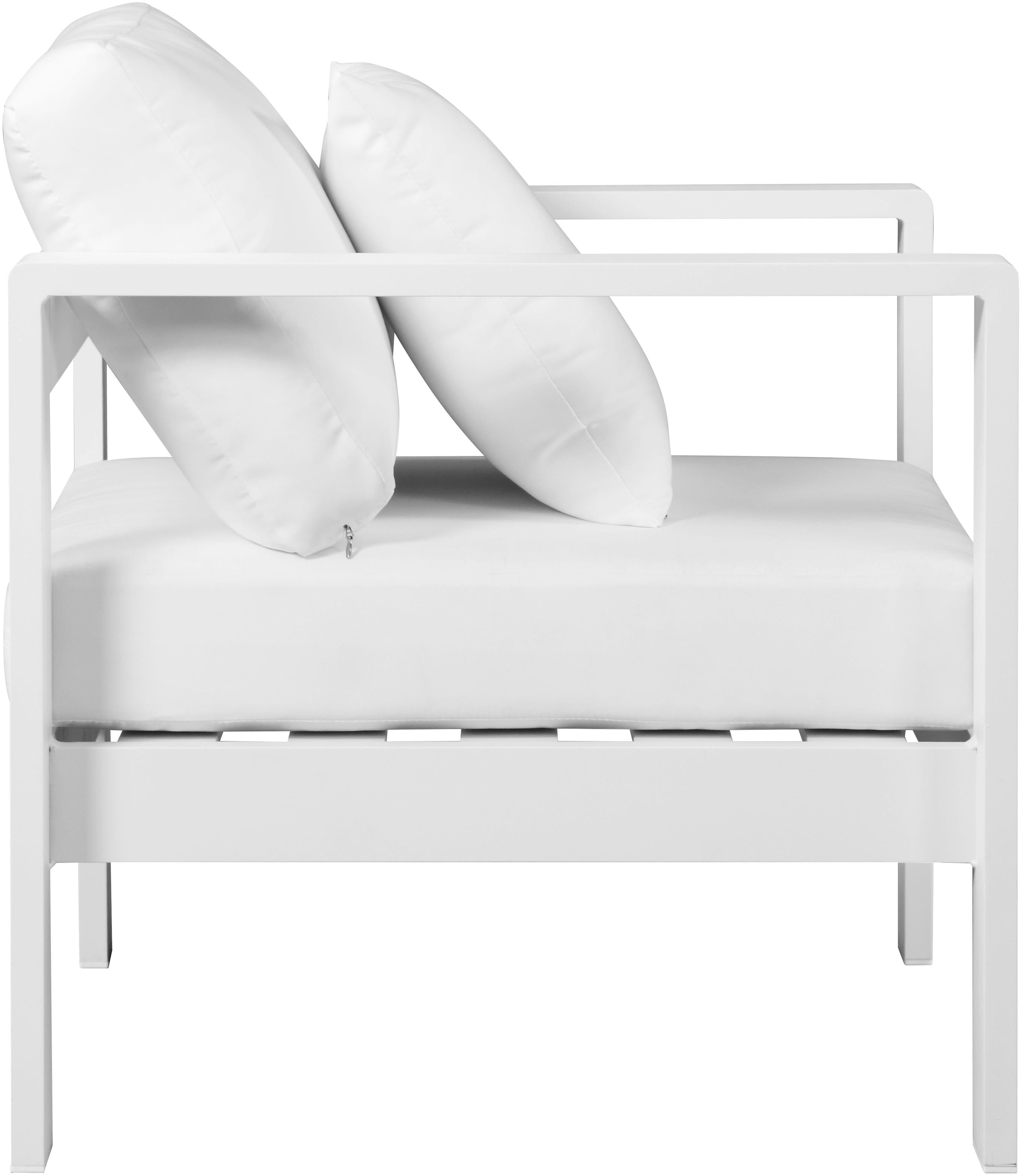 Nizuc White Waterproof Fabric Outdoor Patio Aluminum Arm Chair - Luxury Home Furniture (MI)