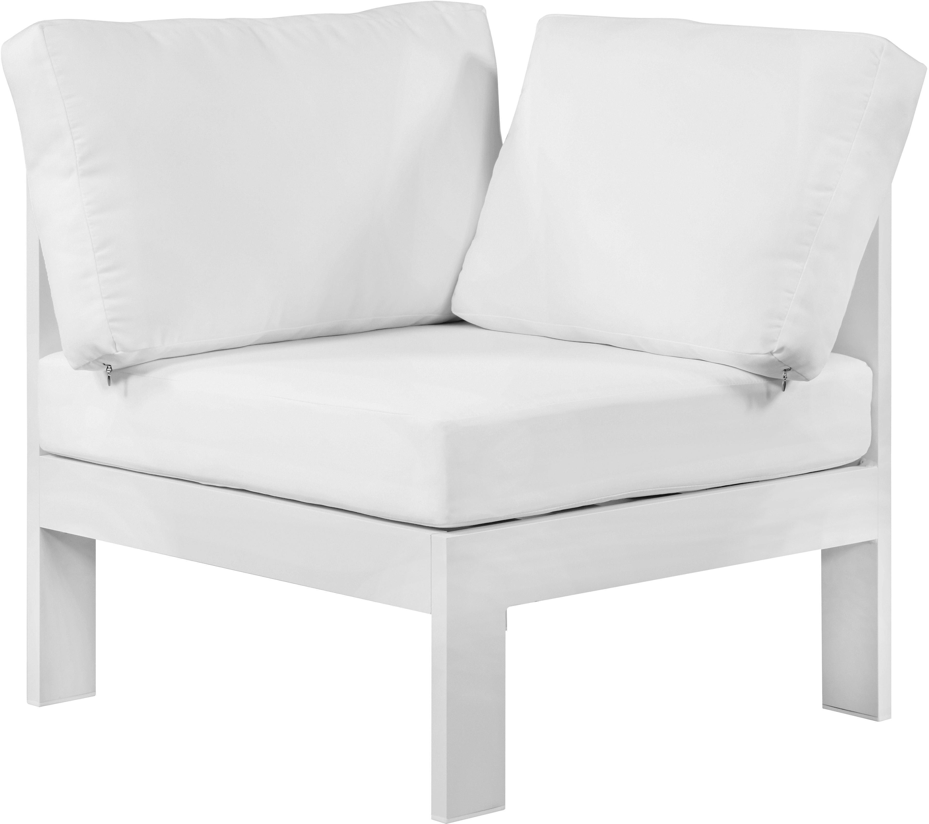 Nizuc White Waterproof Fabric Outdoor Patio Aluminum Corner Chair - Luxury Home Furniture (MI)