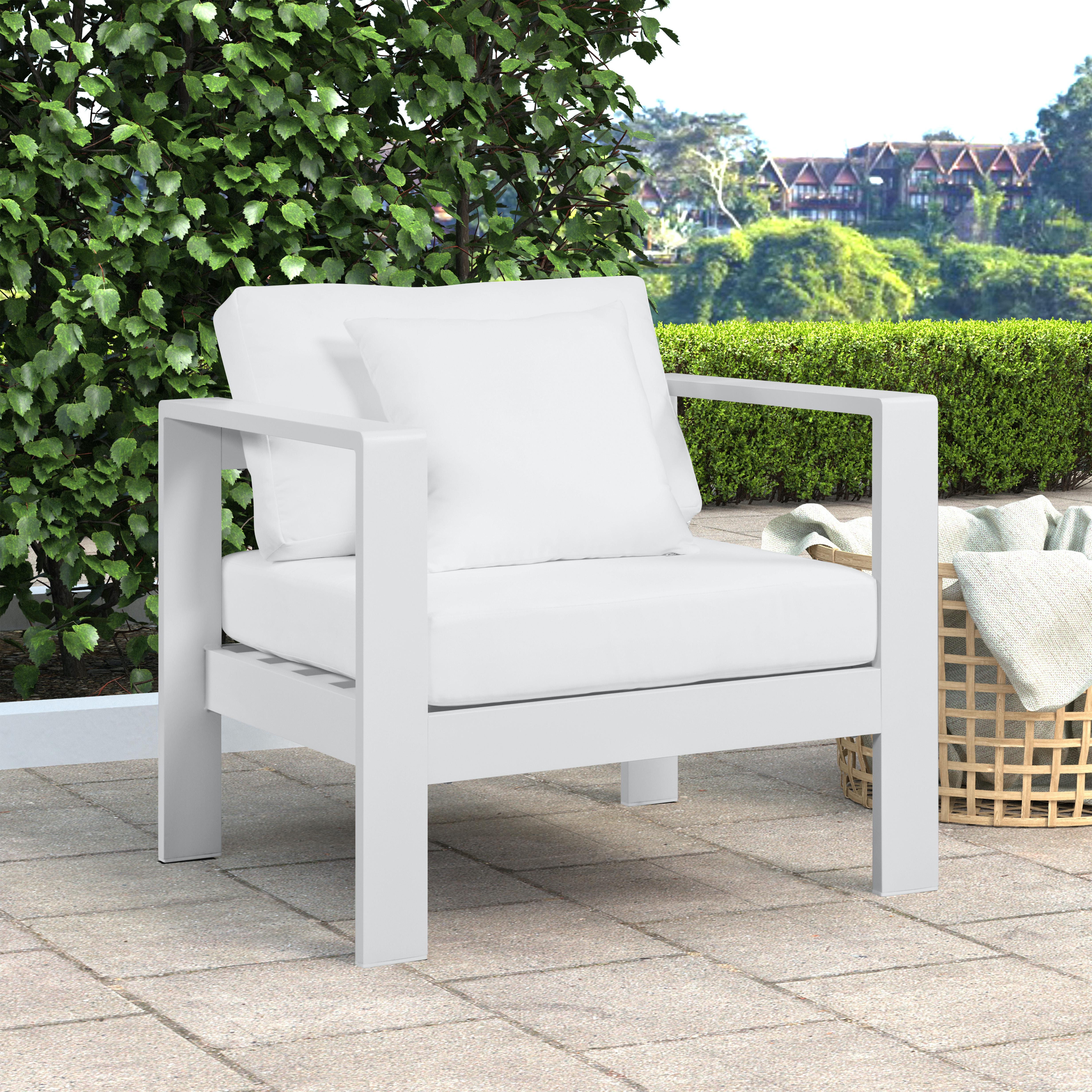 Nizuc White Waterproof Fabric Outdoor Patio Aluminum Arm Chair - Luxury Home Furniture (MI)