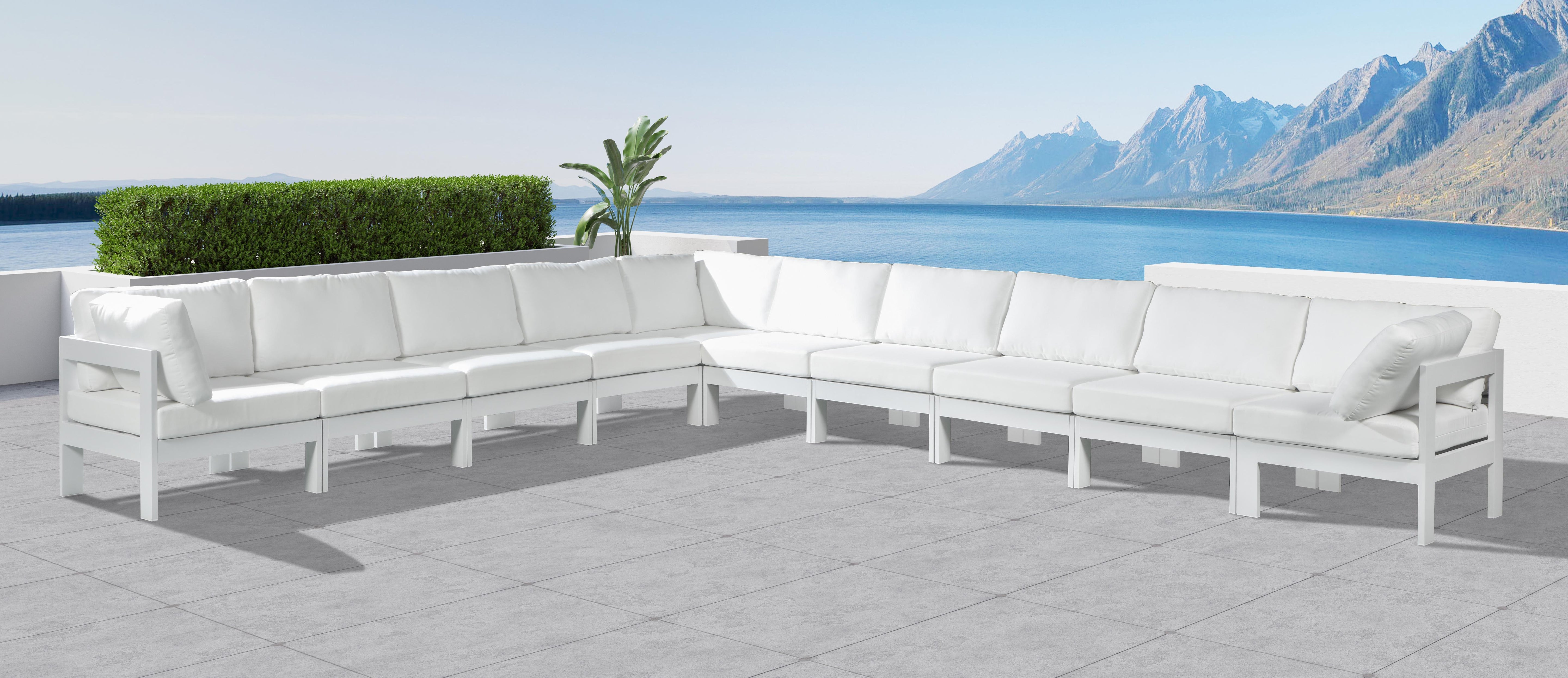 Nizuc White Waterproof Fabric Outdoor Patio Modular Sectional - Luxury Home Furniture (MI)