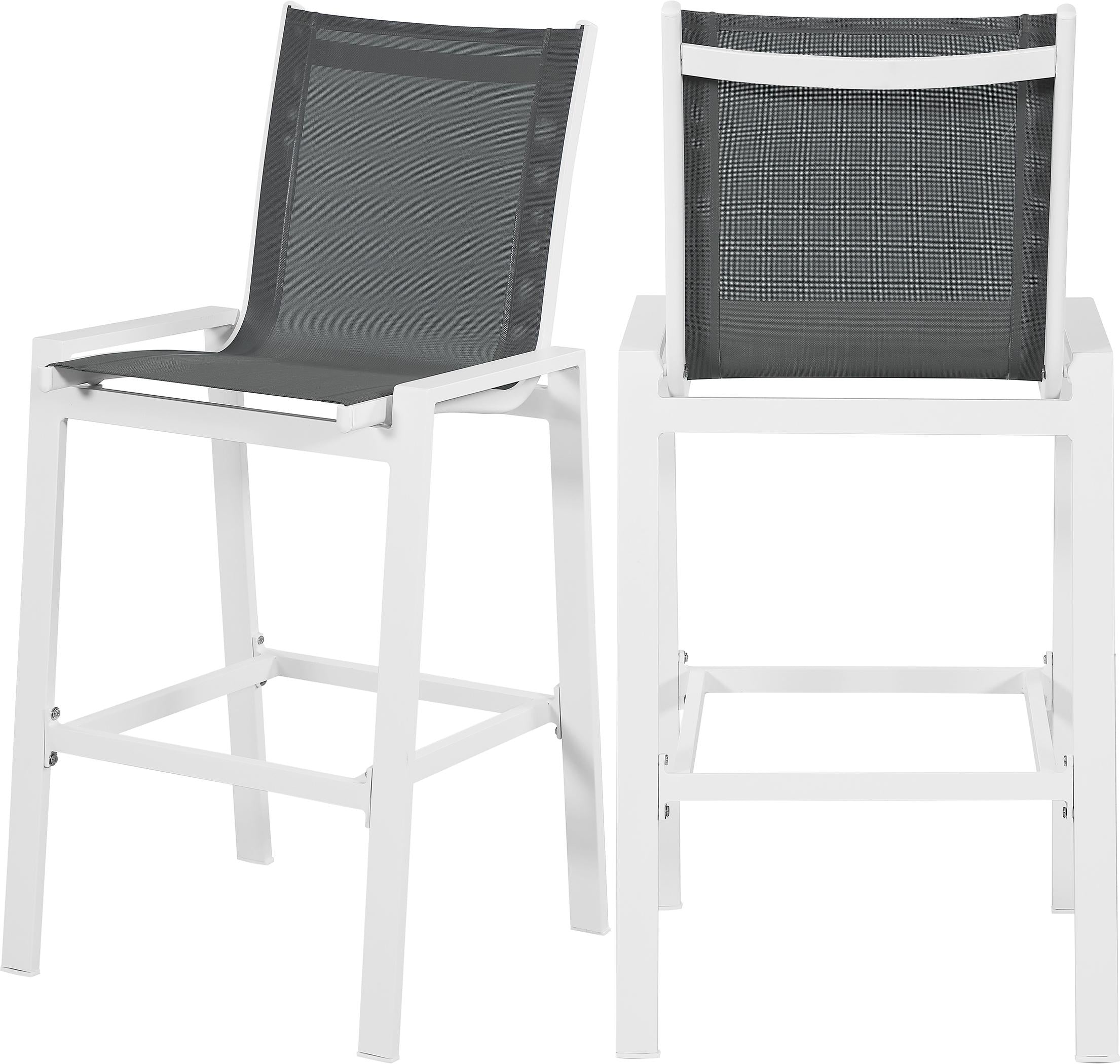 Nizuc Grey Mesh Waterproof Fabric Outdoor Patio Aluminum Mesh Barstool - Luxury Home Furniture (MI)