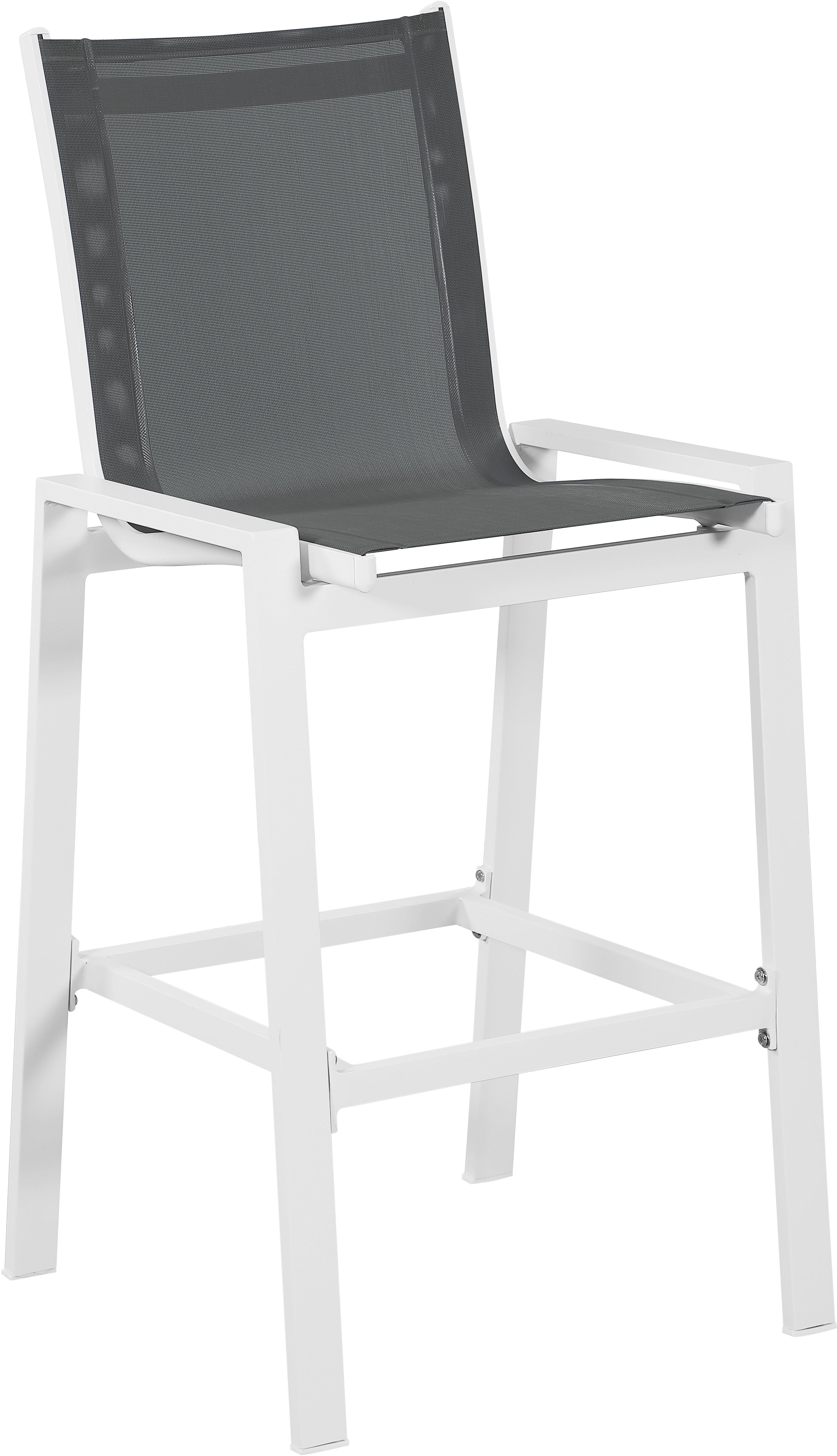 Nizuc Grey Mesh Waterproof Fabric Outdoor Patio Aluminum Mesh Barstool - Luxury Home Furniture (MI)